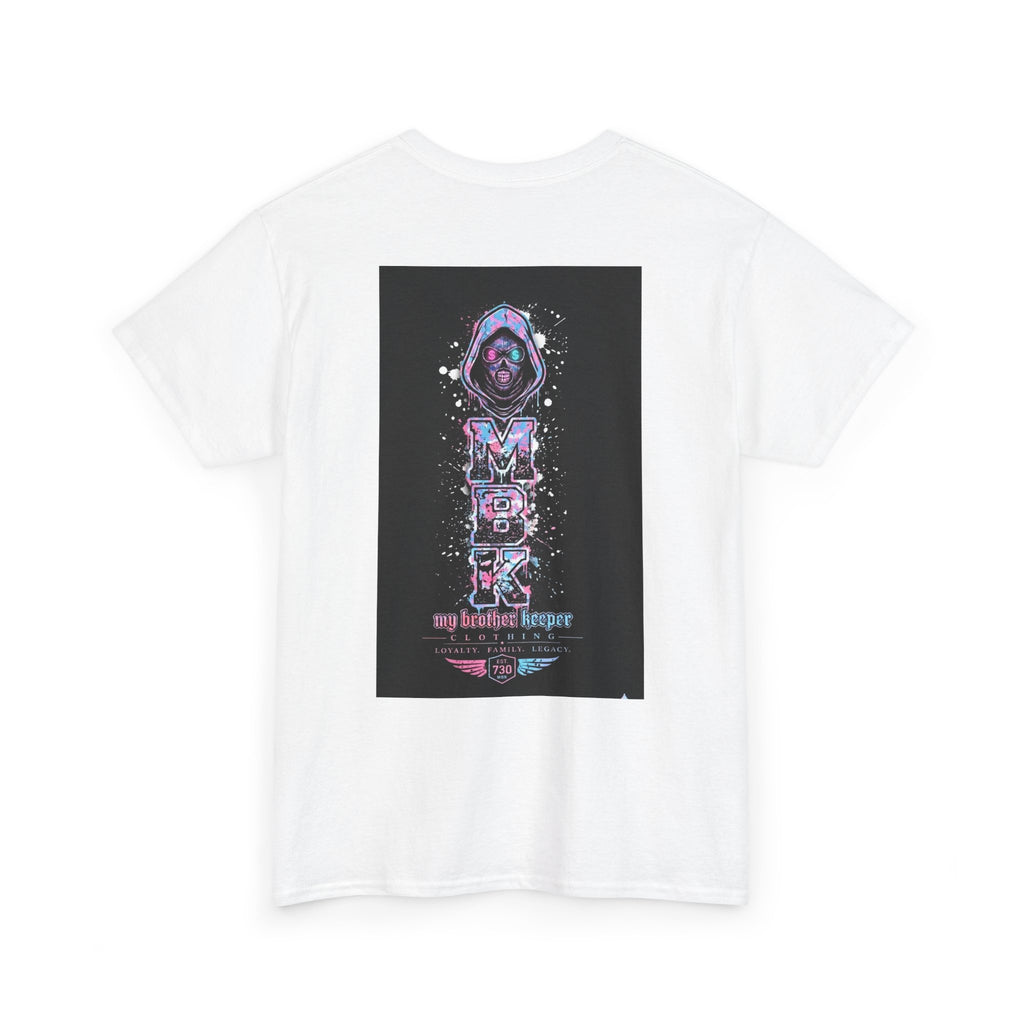Graphic Tee — 'MBK My Brother Keeper' Cyberpunk Hooded Design