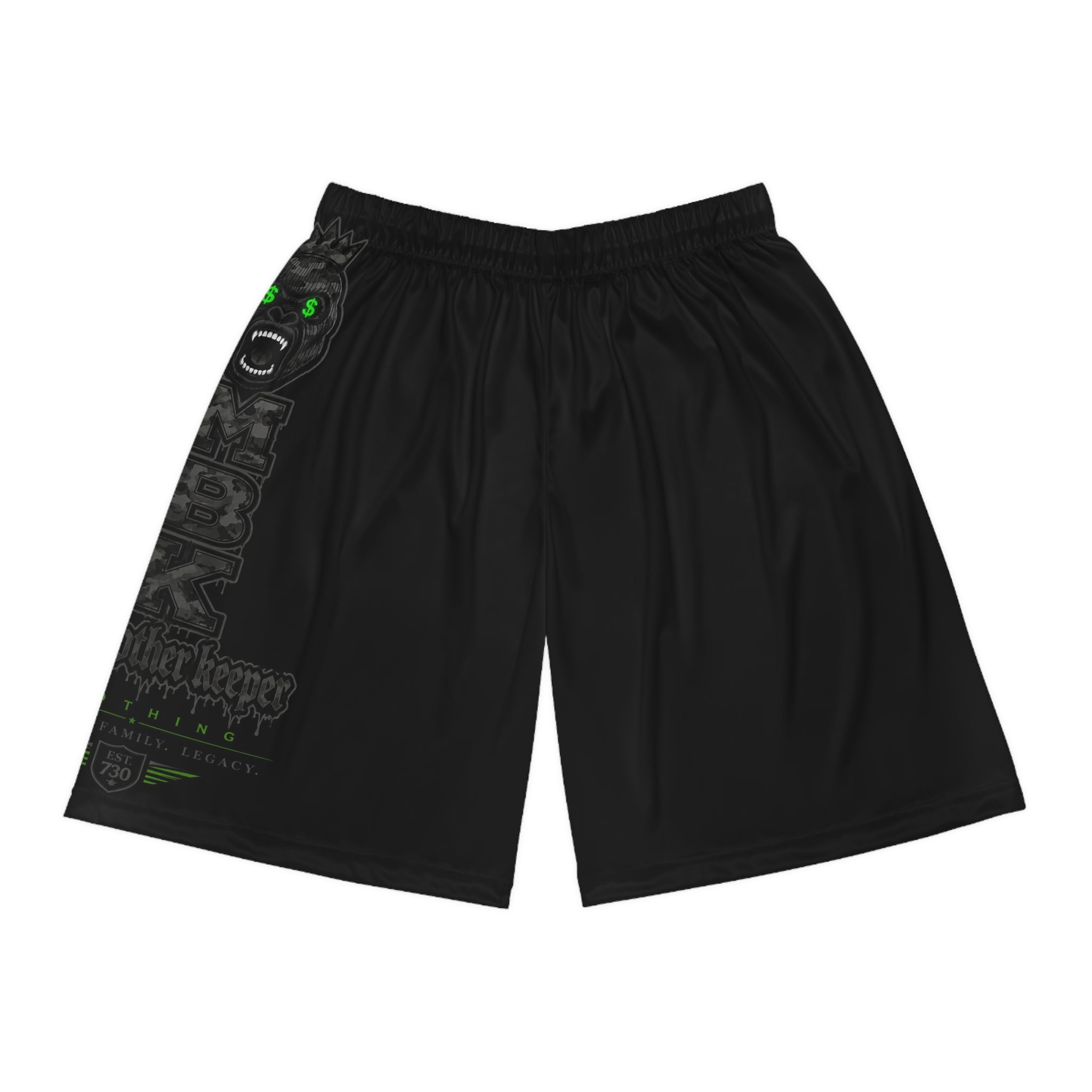 Black Graphic Basketball Shorts – Subtle Side Logo, Athletic Streetwear