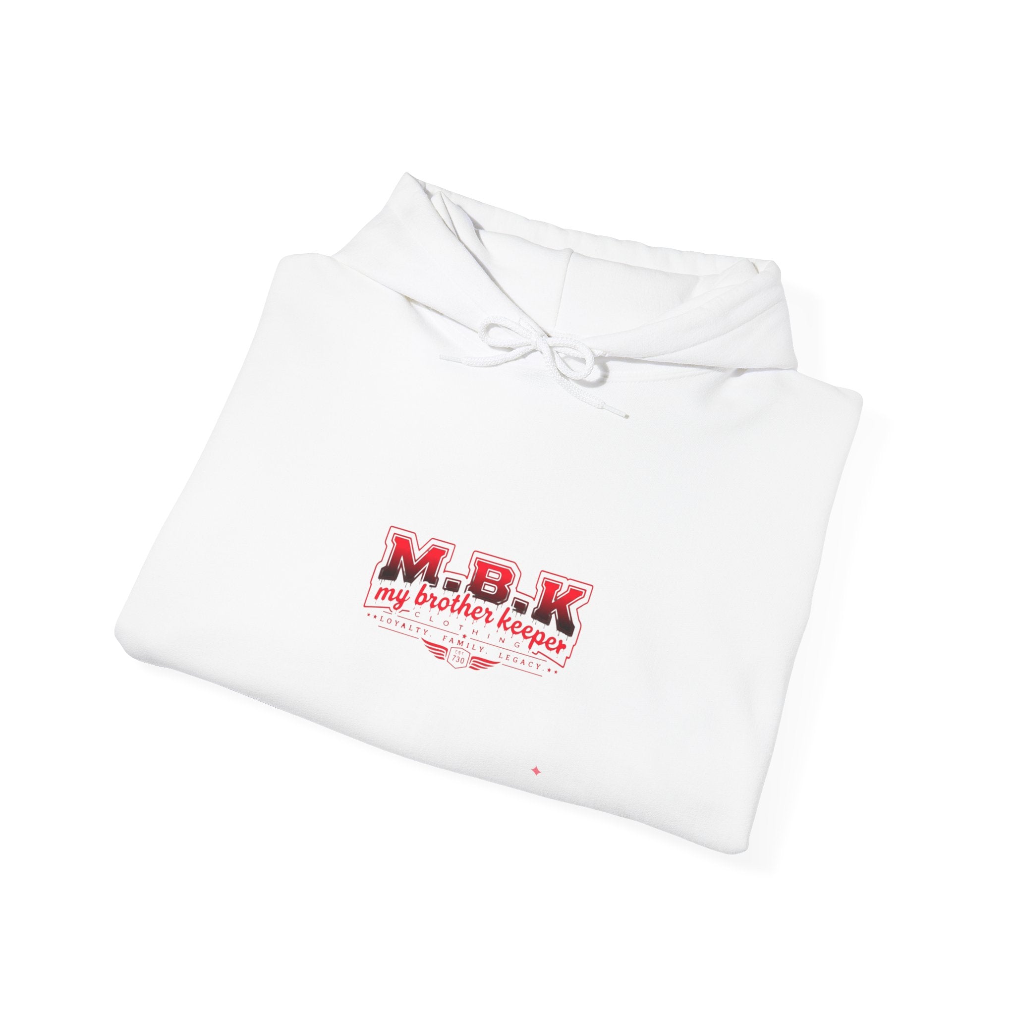 Hoodie — MBK “My Brother Keeper” Graphic Hoodie, Minimal Front Logo & Dark Back Art