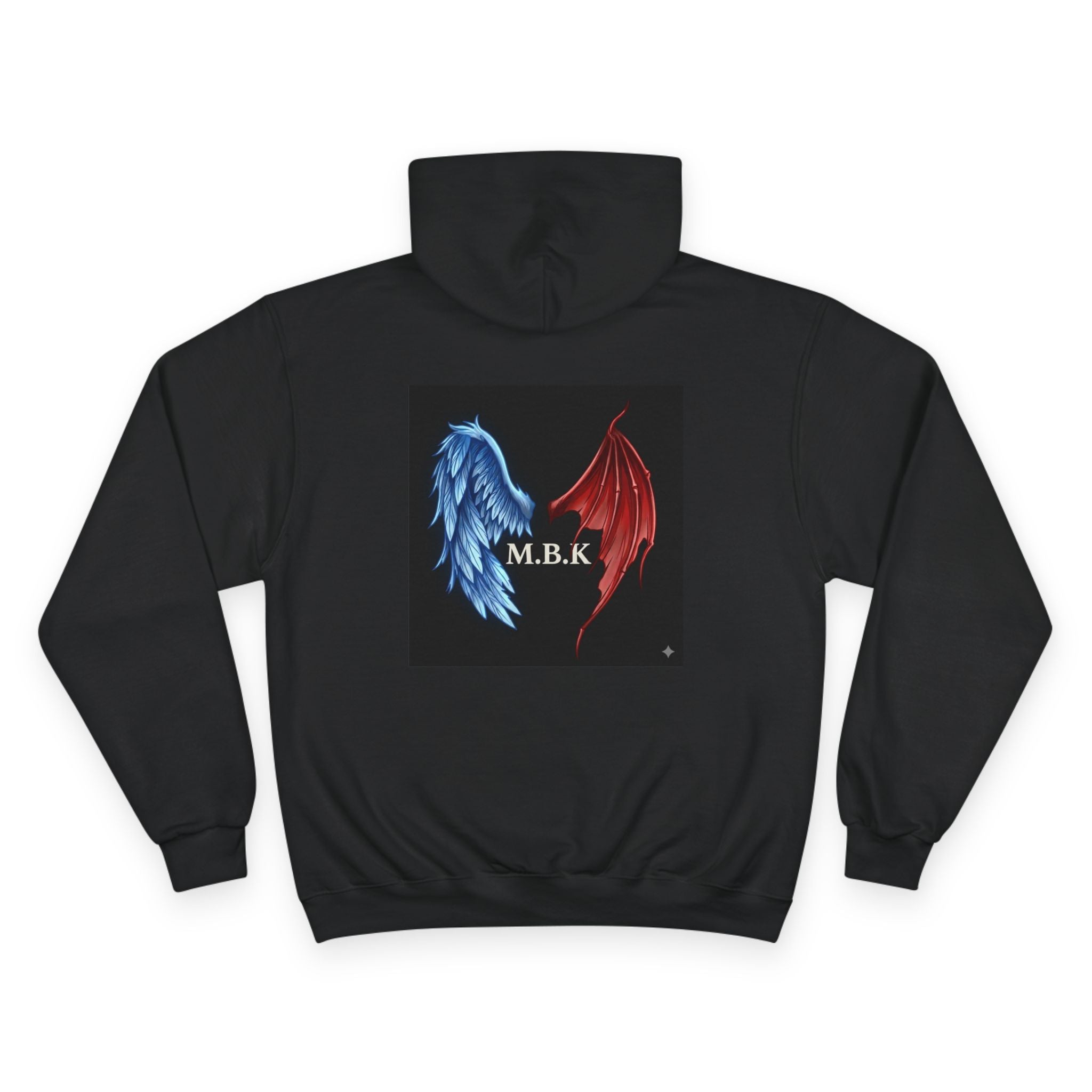 Champion Hoodie - Blue & Red Angel Wings 'M.B.K.' Graphic Hoodie