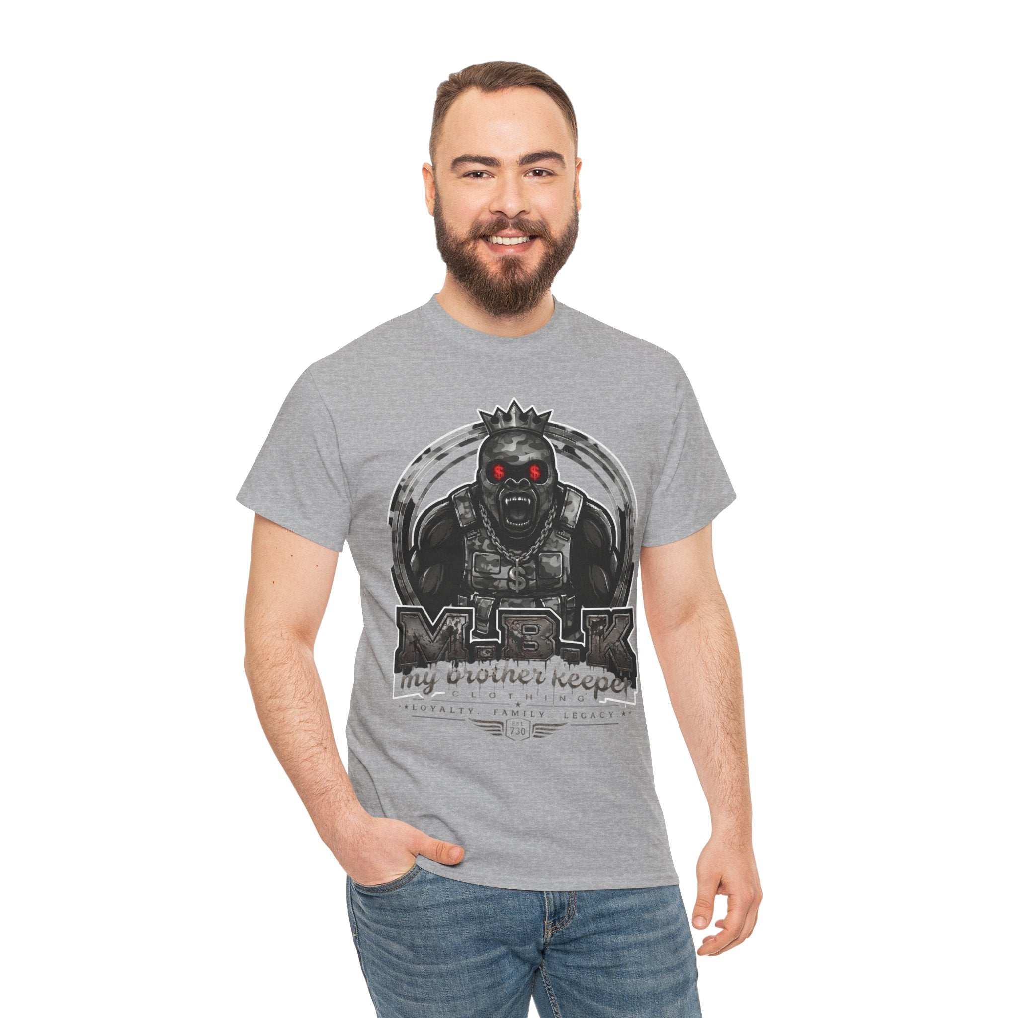 T-Shirt — 'My Brother Keeper' Dark King Graphic Tee (Red-Eyed Horror Skull)