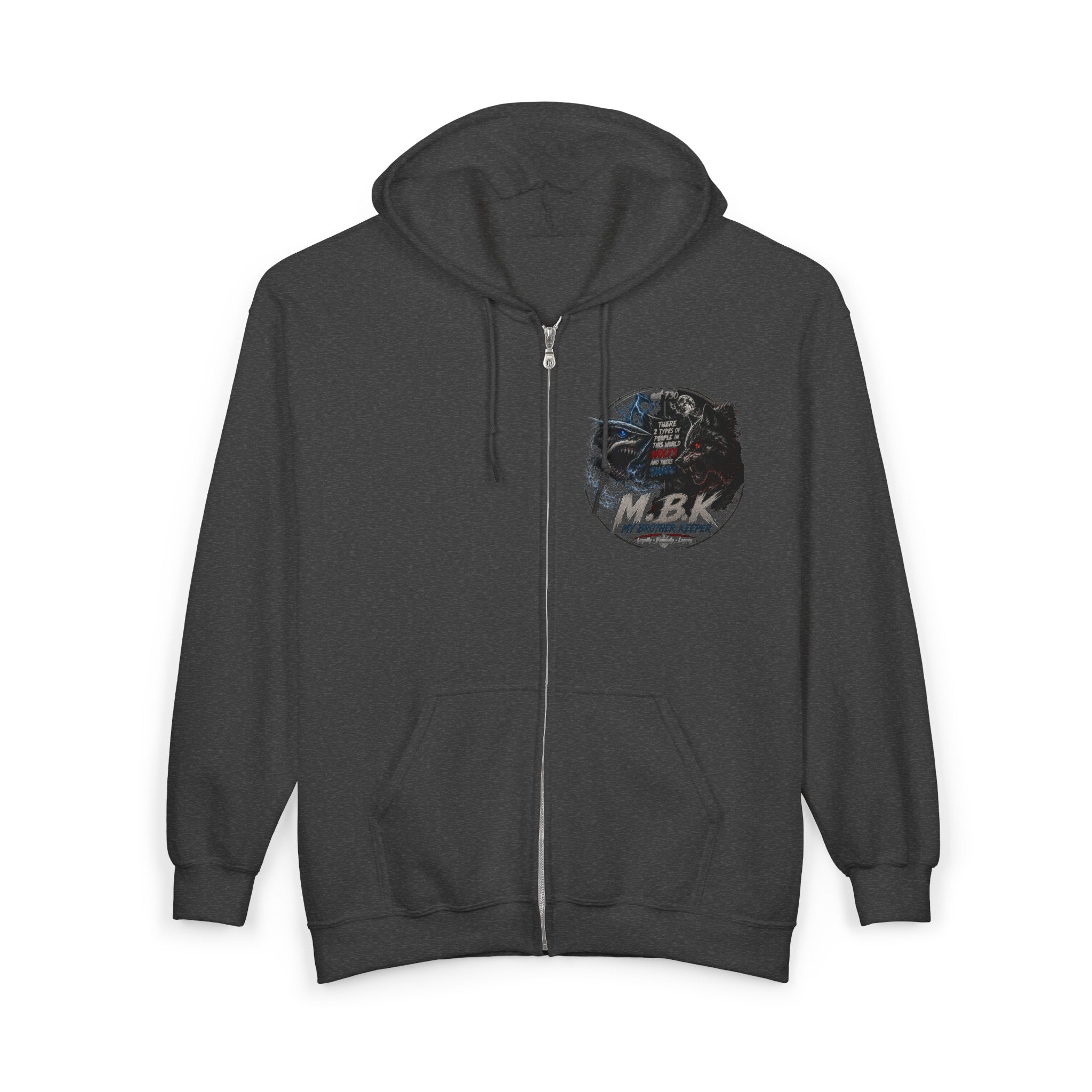MBK American Flag Motorcycle Zip Hoodie — Vintage Biker Full-Zip Sweatshirt