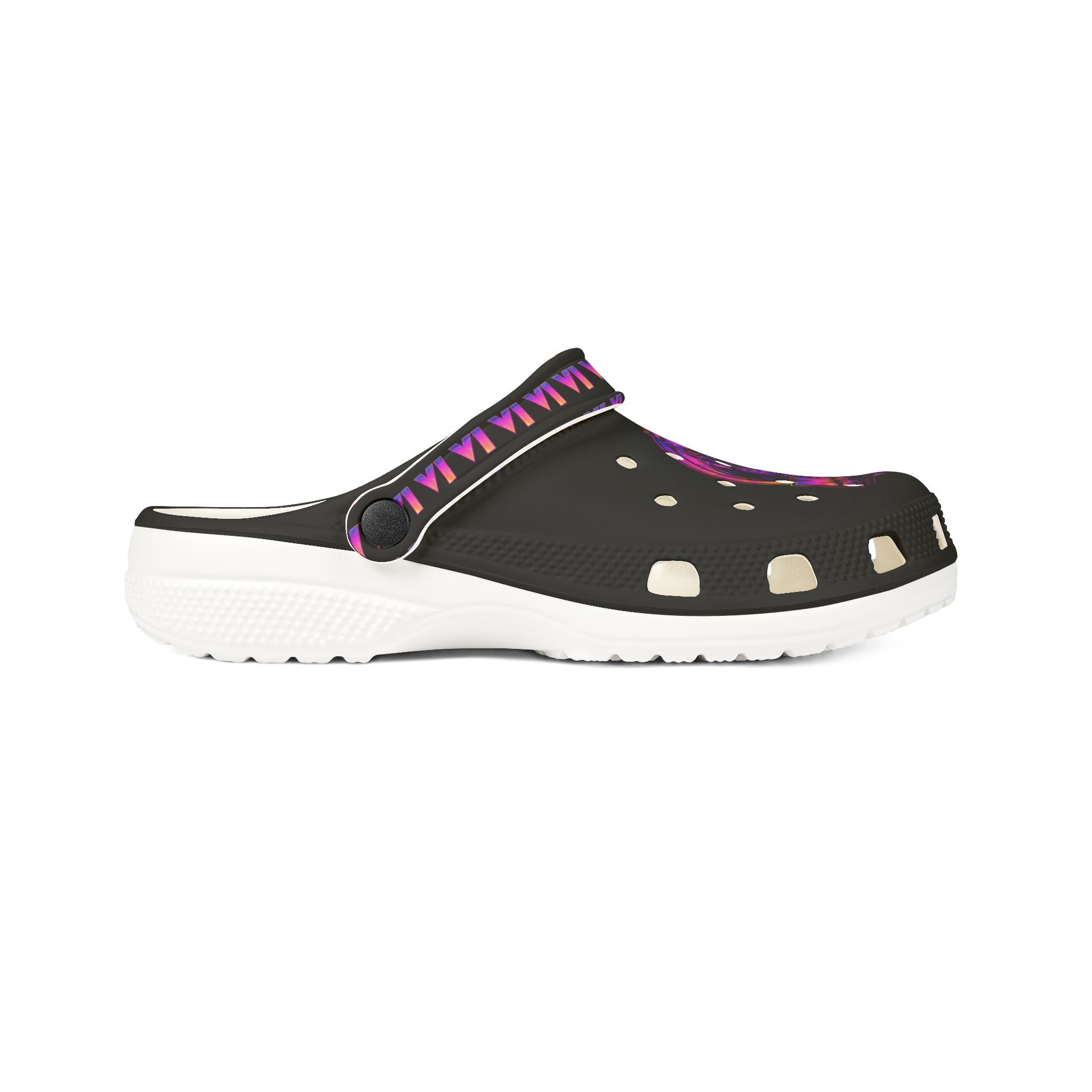 EVA Foam Clogs — Neon Cosmic Wolf Print