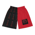 Basketball Shorts - Red & Black All-Over Print Trophy Design