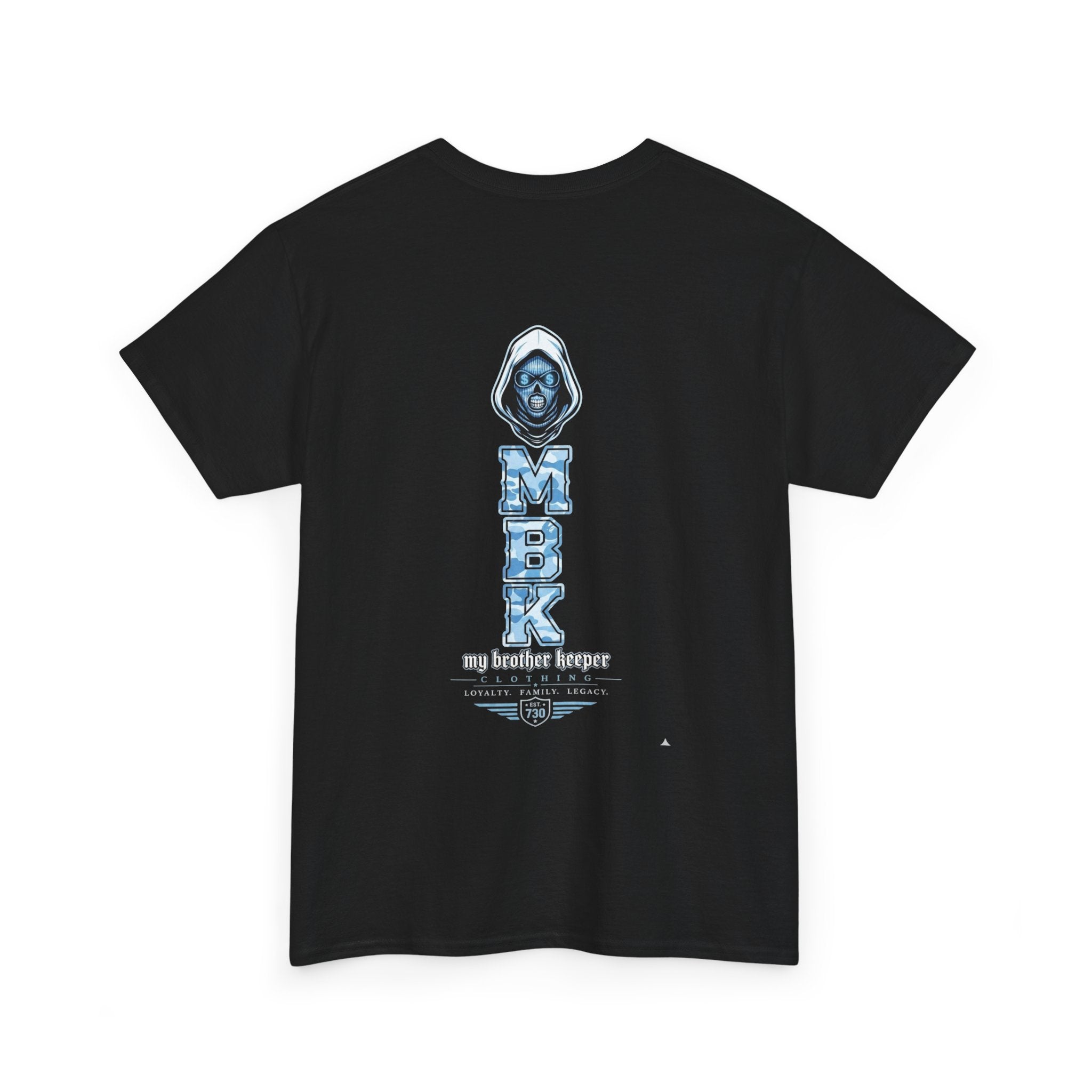 Grim Reaper Graphic Tee — M.B.K. Ice Blue Skull T-Shirt