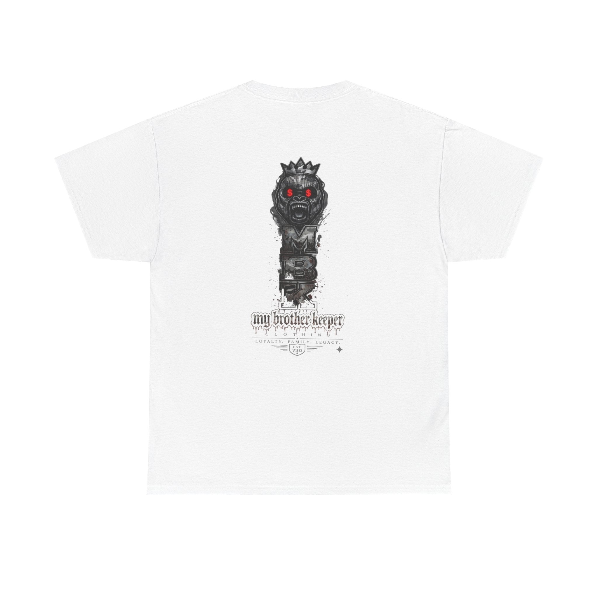 T-Shirt — 'My Brother Keeper' Dark King Graphic Tee (Red-Eyed Horror Skull)