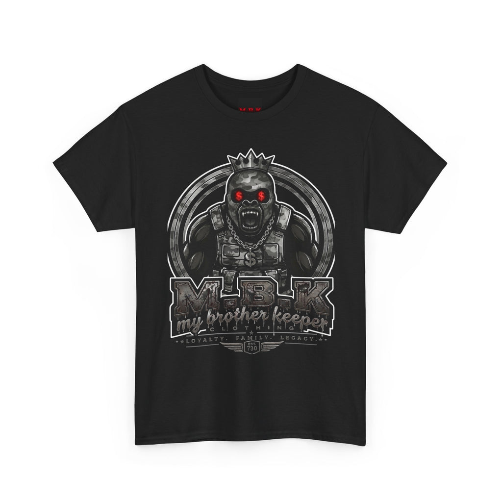 T-Shirt — 'My Brother Keeper' Dark King Graphic Tee (Red-Eyed Horror Skull)
