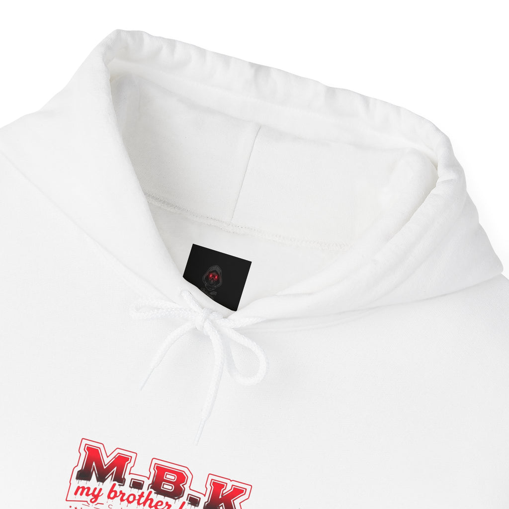 Hoodie — MBK “My Brother Keeper” Graphic Hoodie, Minimal Front Logo & Dark Back Art