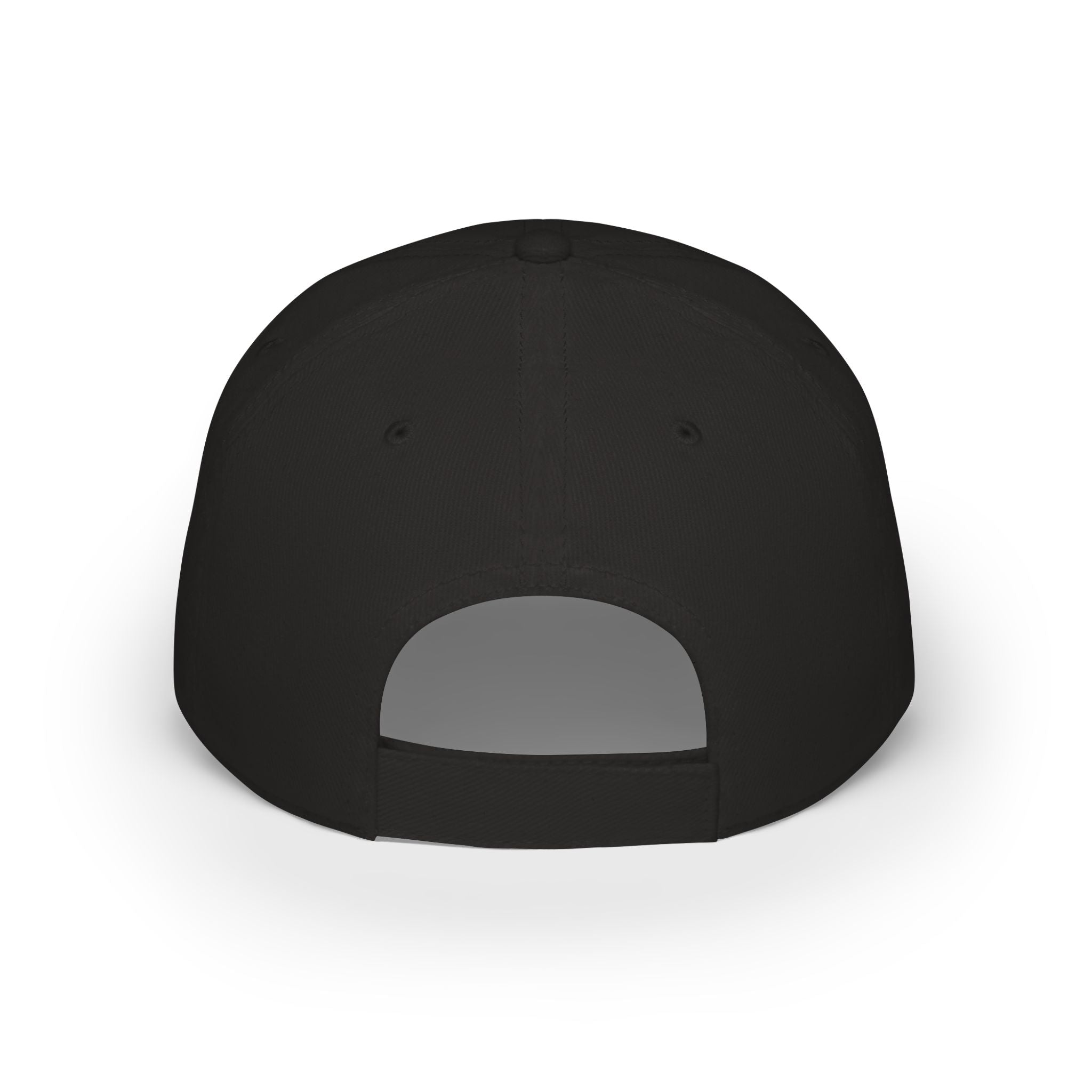 Black Low-Profile Baseball Cap with Subtle Embroidered Crest — Minimalist Everyday Hat