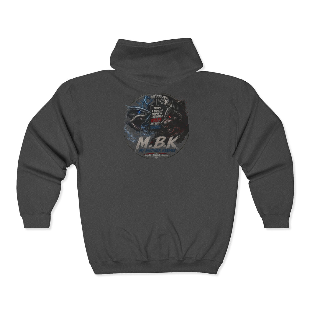 MBK American Flag Motorcycle Zip Hoodie — Vintage Biker Full-Zip Sweatshirt