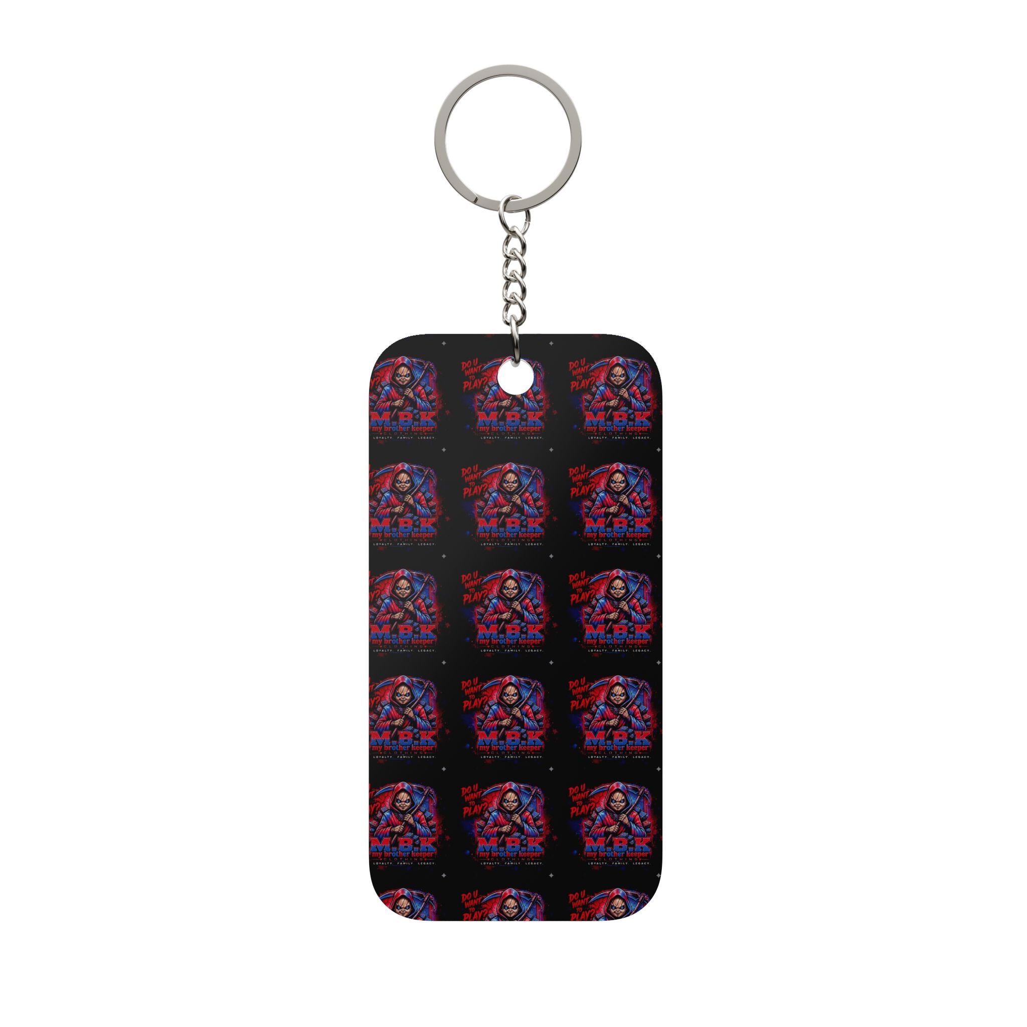 Double-Sided Keychain — Horror Movie 'MBK' Chucky-Style Character Design