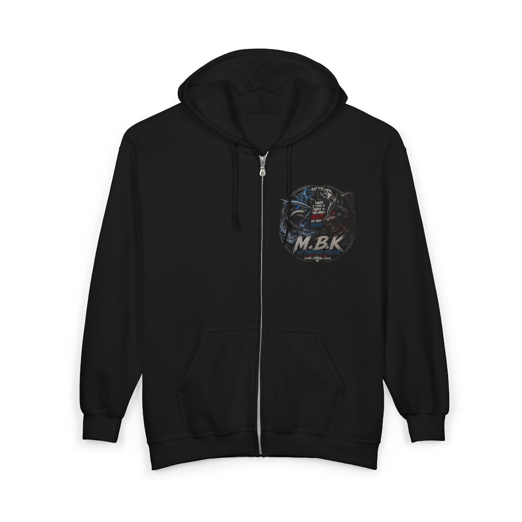 MBK American Flag Motorcycle Zip Hoodie — Vintage Biker Full-Zip Sweatshirt