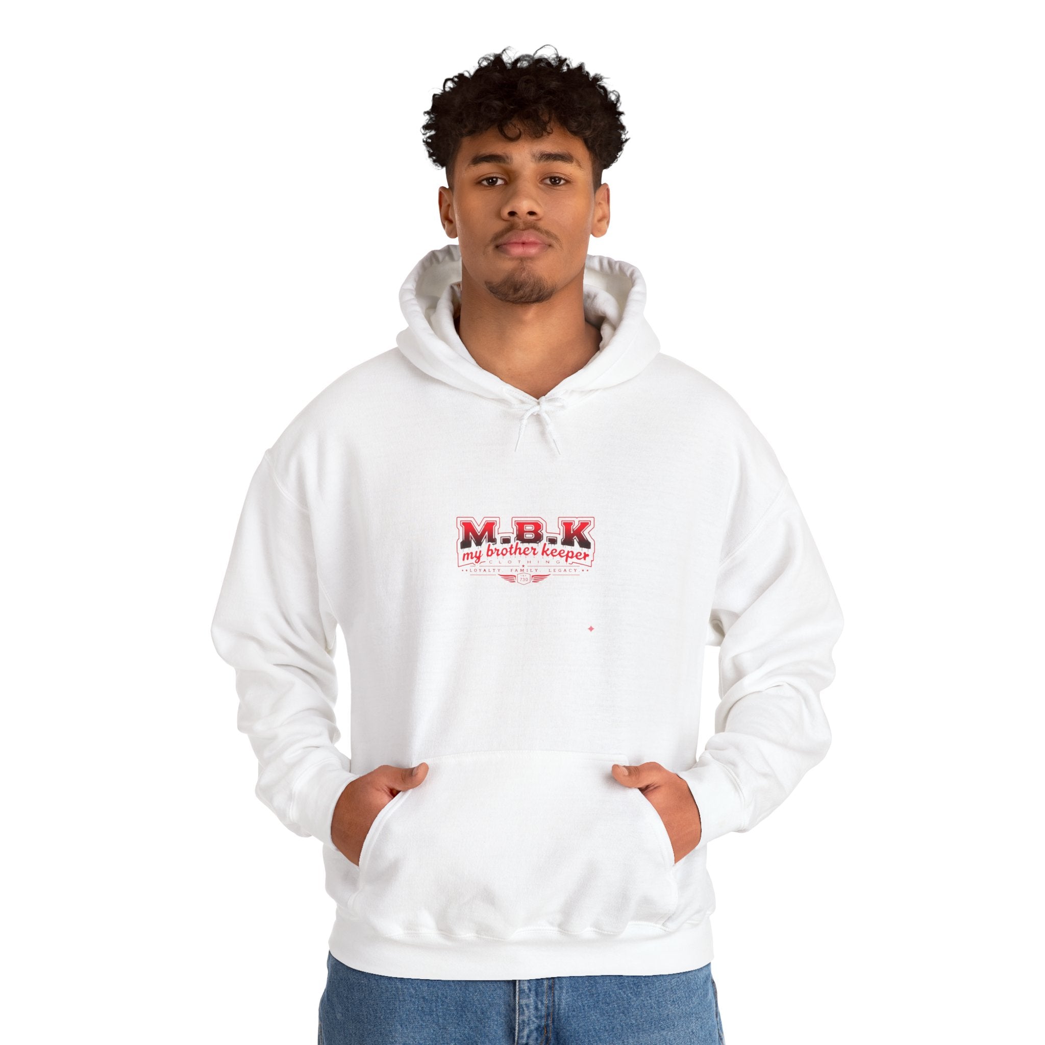 Hoodie — MBK “My Brother Keeper” Graphic Hoodie, Minimal Front Logo & Dark Back Art