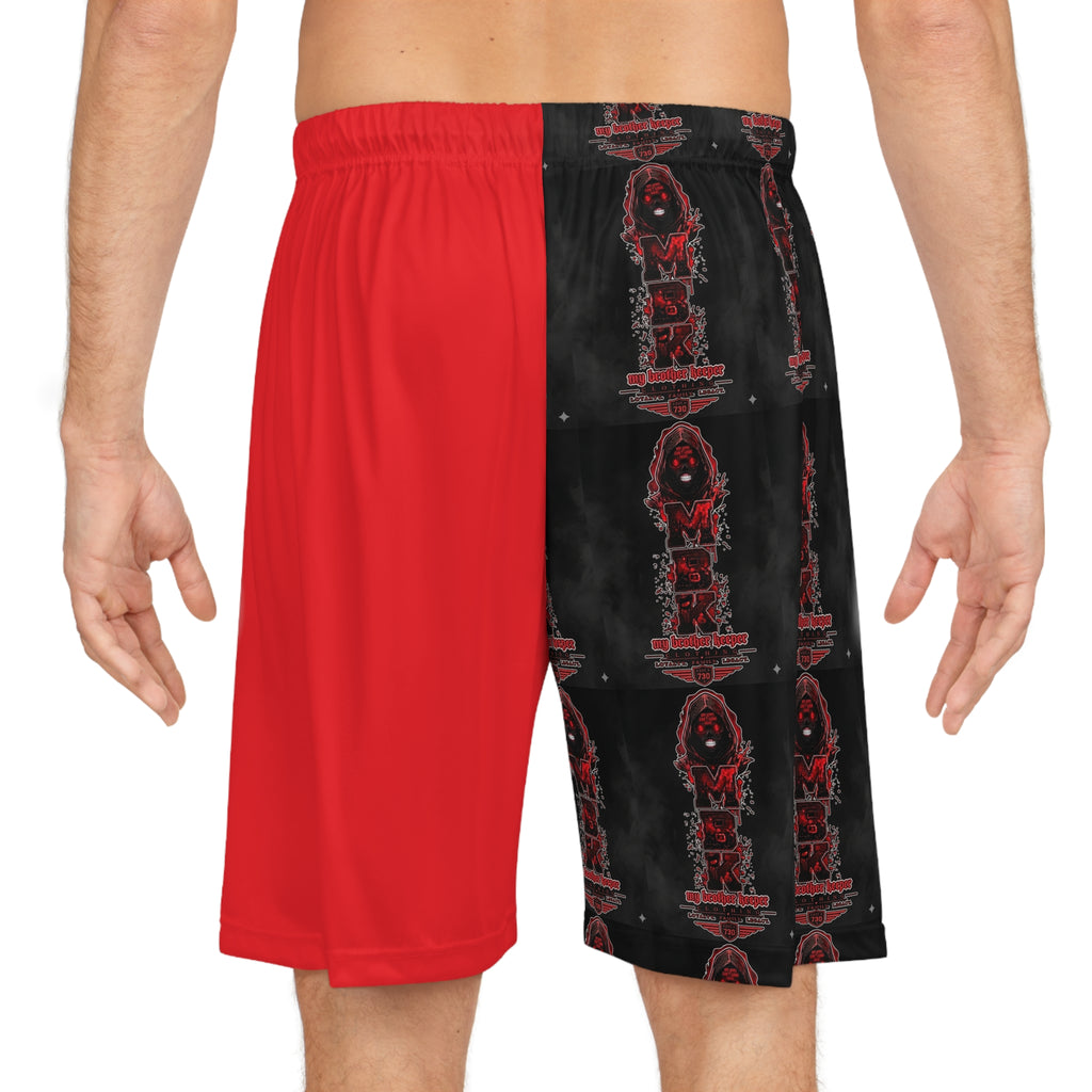 Basketball Shorts — Red & Black Gothic AOP Graphic