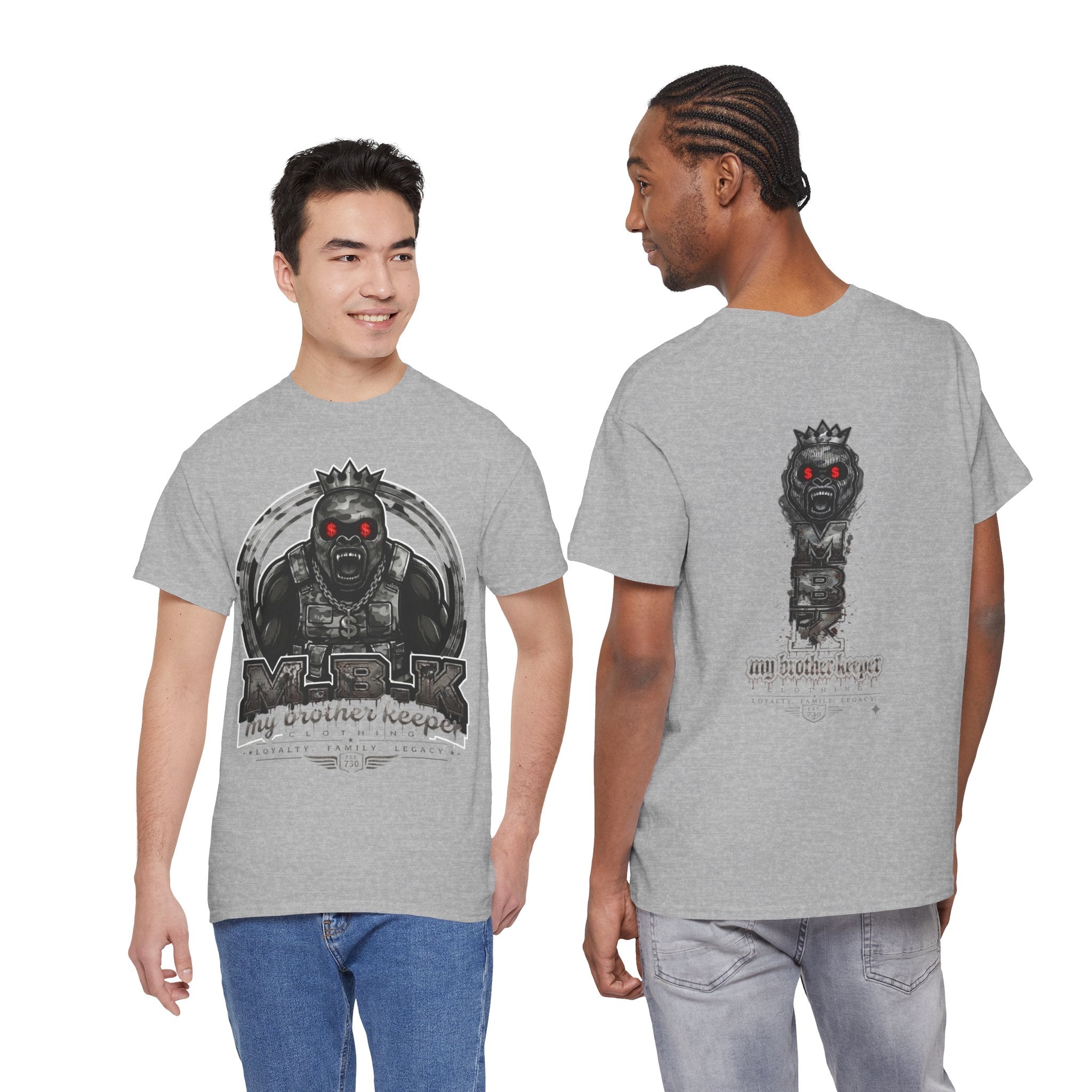 T-Shirt — 'My Brother Keeper' Dark King Graphic Tee (Red-Eyed Horror Skull)