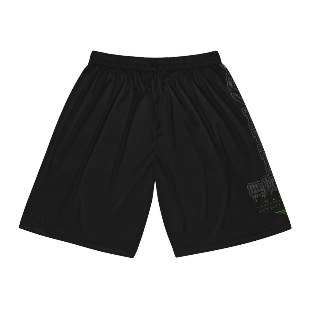Black Graphic Basketball Shorts – Subtle Side Logo, Athletic Streetwear