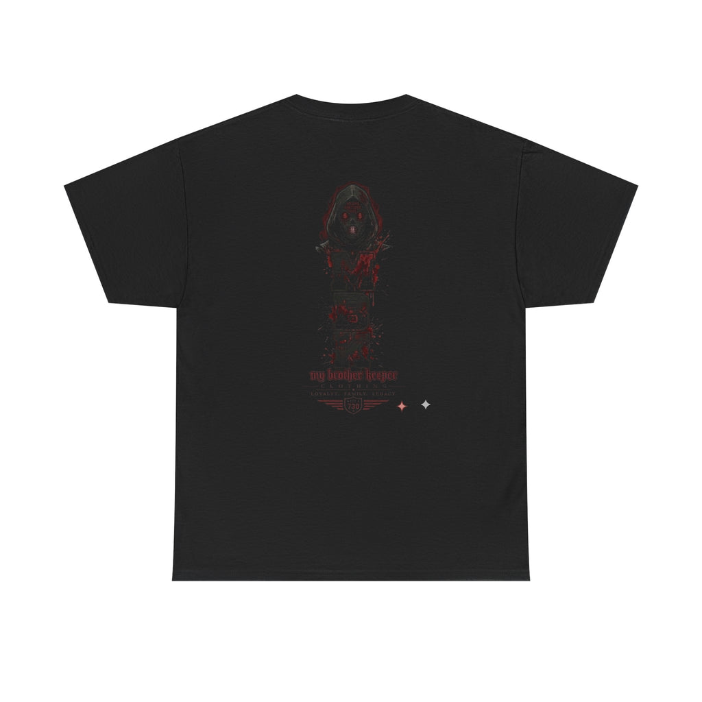 Horror 'My Brother's Keeper' Graphic Tee — Dark Gothic Skull Design
