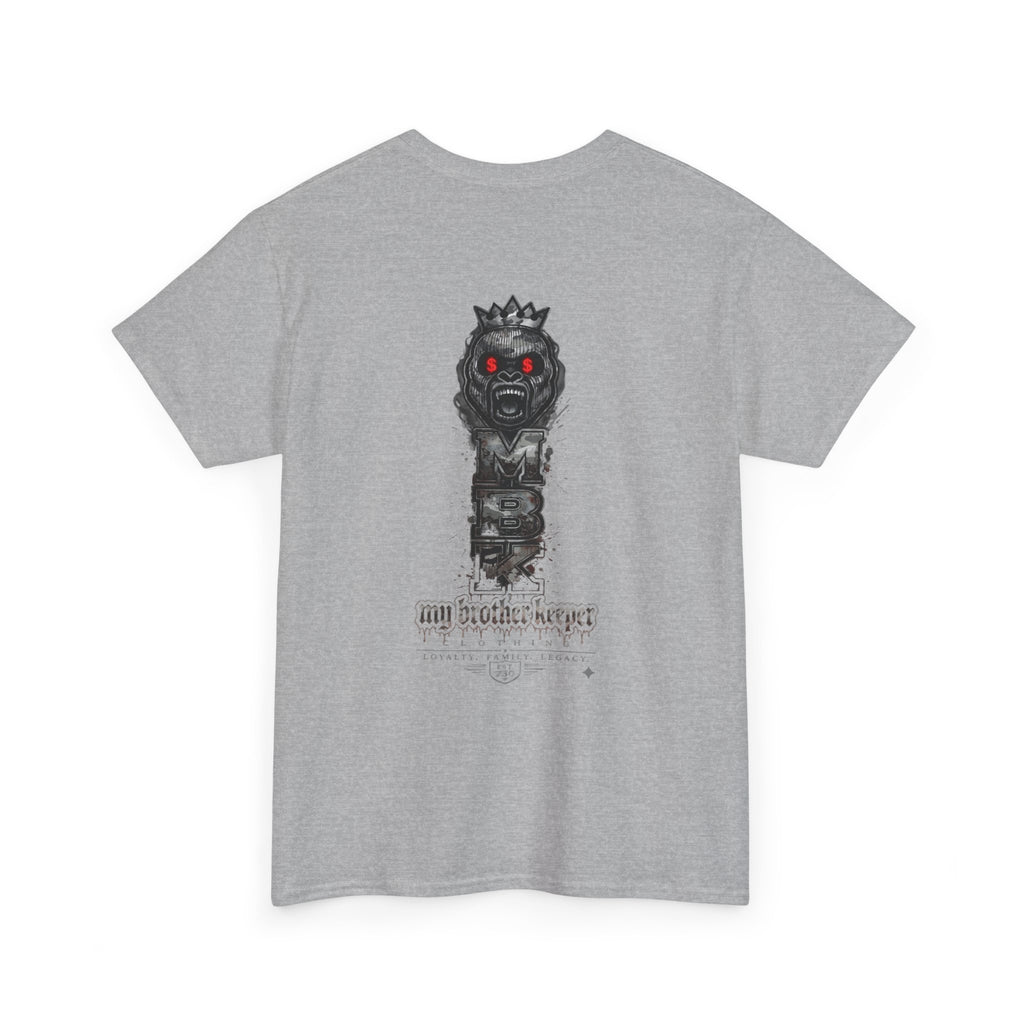 T-Shirt — 'My Brother Keeper' Dark King Graphic Tee (Red-Eyed Horror Skull)