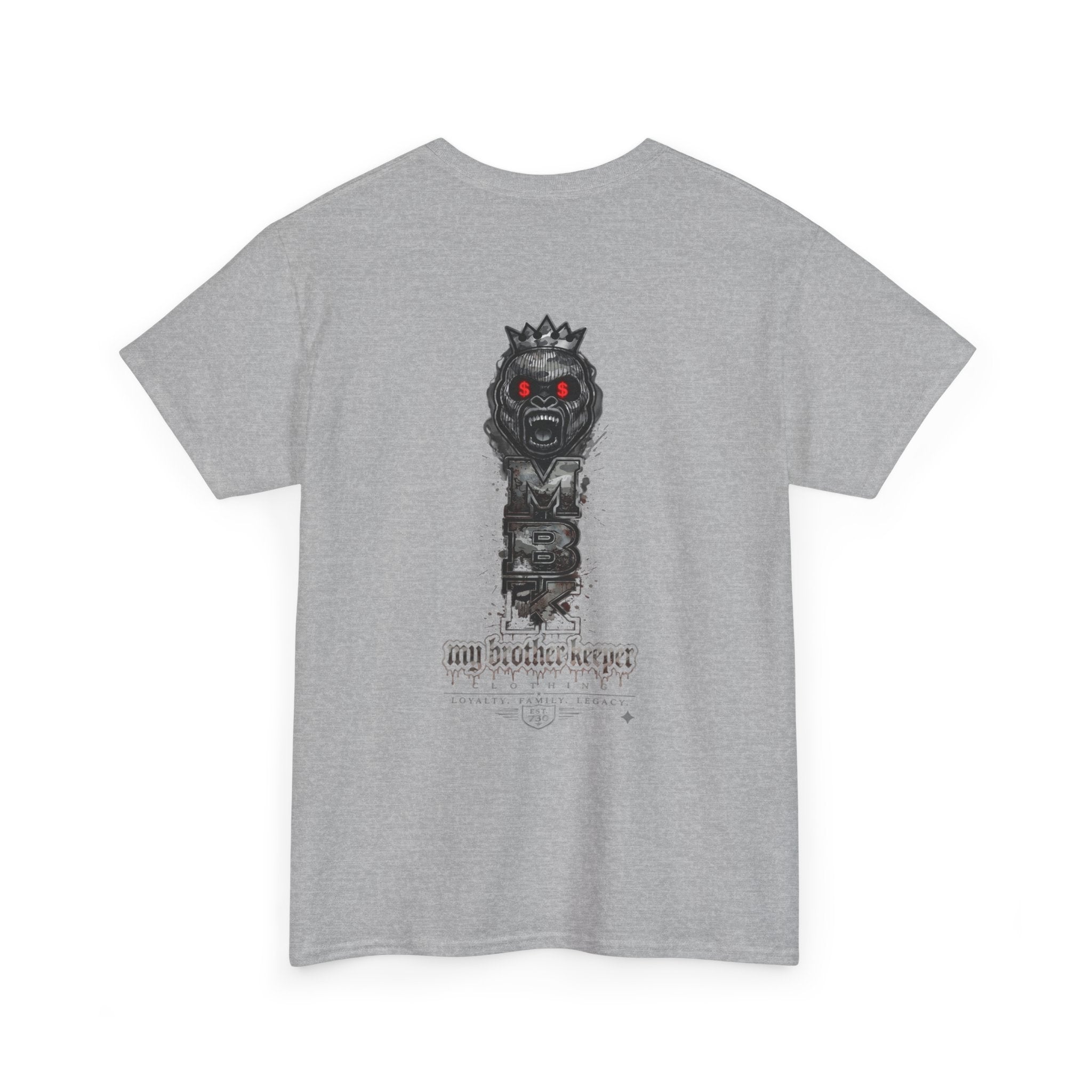 T-Shirt — 'My Brother Keeper' Dark King Graphic Tee (Red-Eyed Horror Skull)