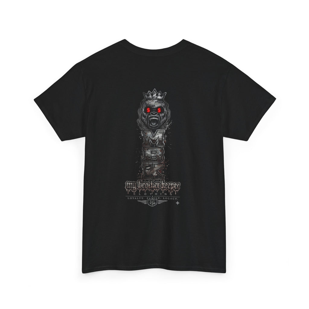 T-Shirt — 'My Brother Keeper' Dark King Graphic Tee (Red-Eyed Horror Skull)