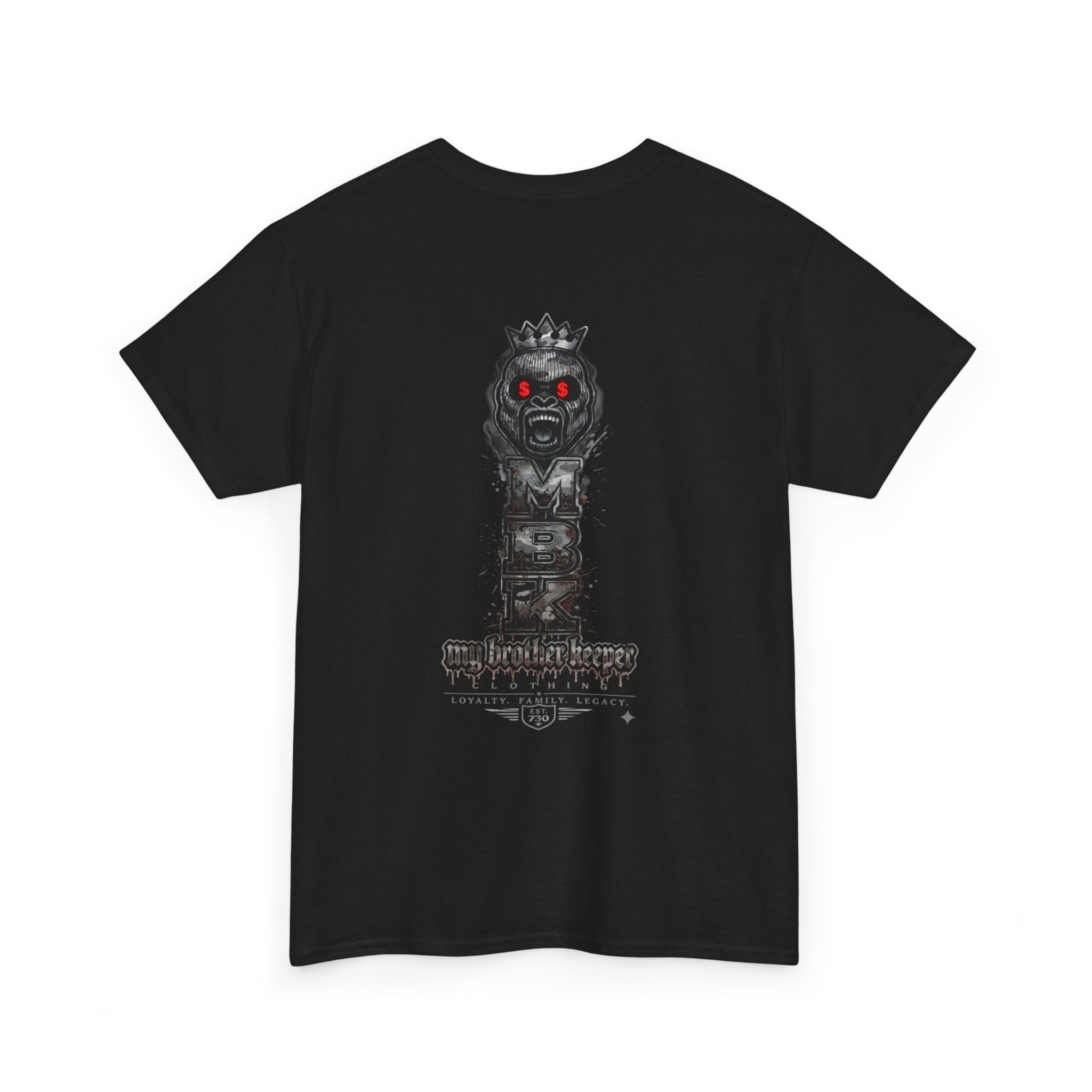 T-Shirt — 'My Brother Keeper' Dark King Graphic Tee (Red-Eyed Horror Skull)