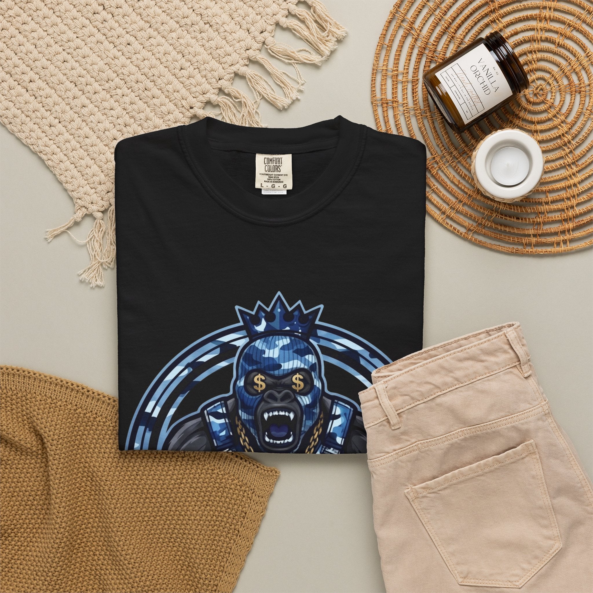 Gorilla King Graphic T‑Shirt — Bold Blue Streetwear Tee