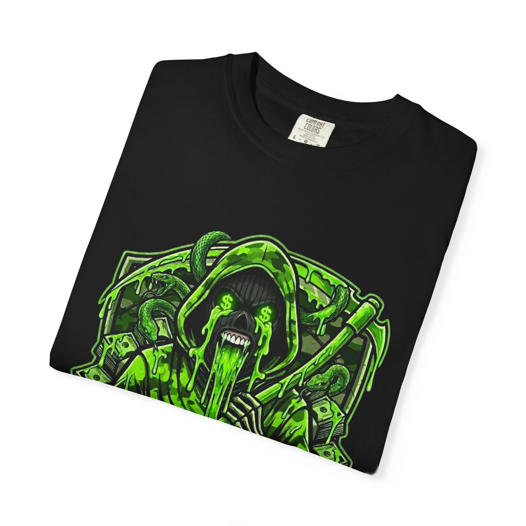 T-Shirt — Neon Green Grim Reaper "My Brother Keeper" Graphic Tee