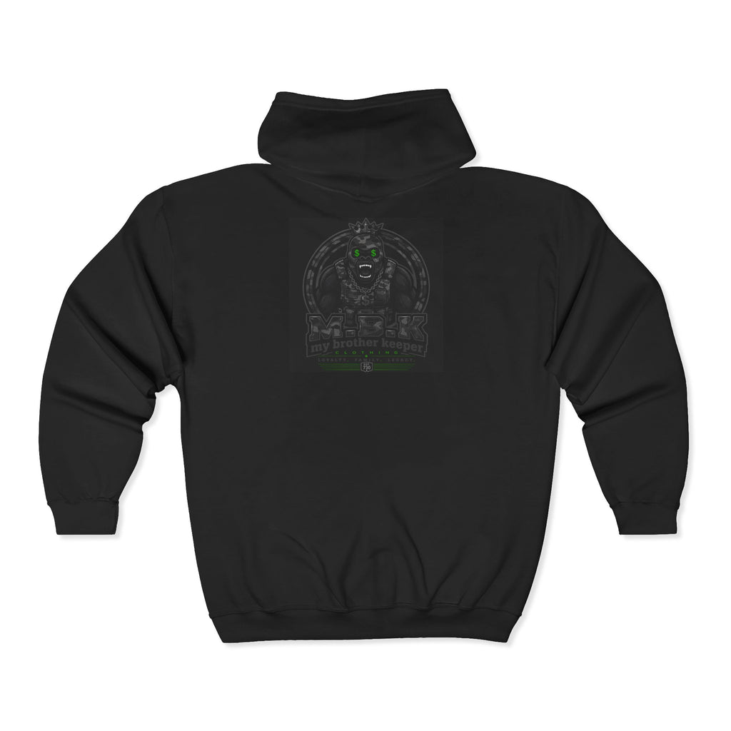Gargoyle Crest Zip Hoodie — Gothic Demon Stone Arch Design