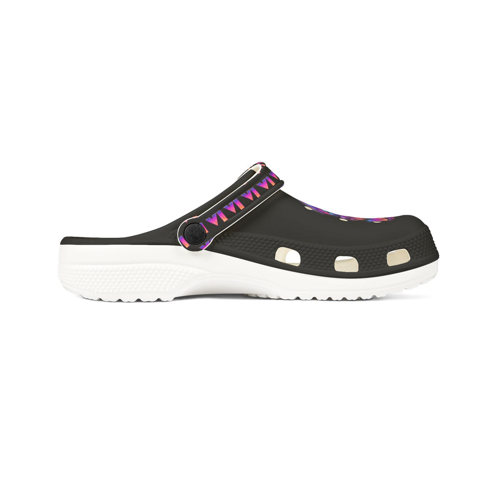 EVA Foam Clogs — Neon Cosmic Wolf Print