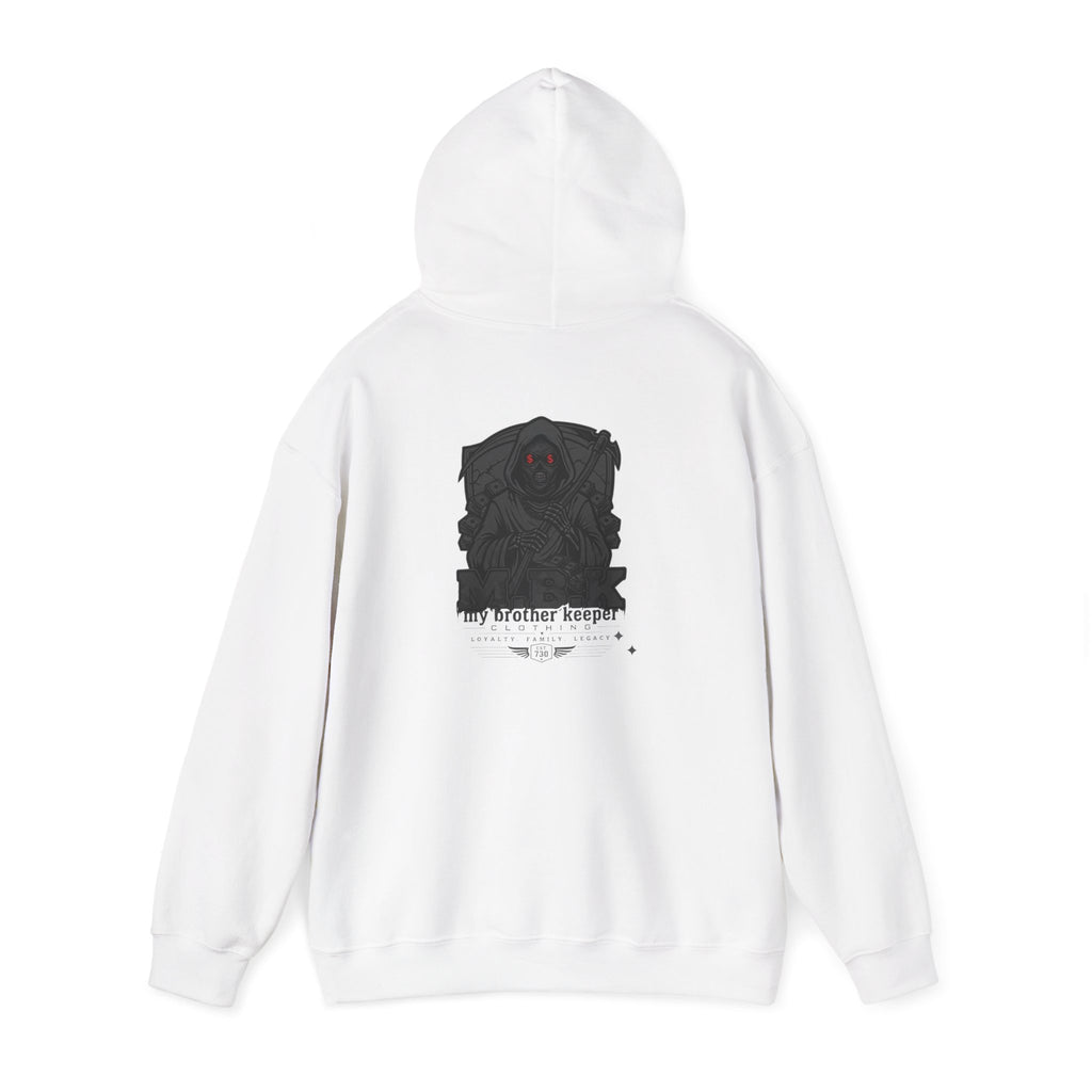 Hoodie — MBK “My Brother Keeper” Graphic Hoodie, Minimal Front Logo & Dark Back Art