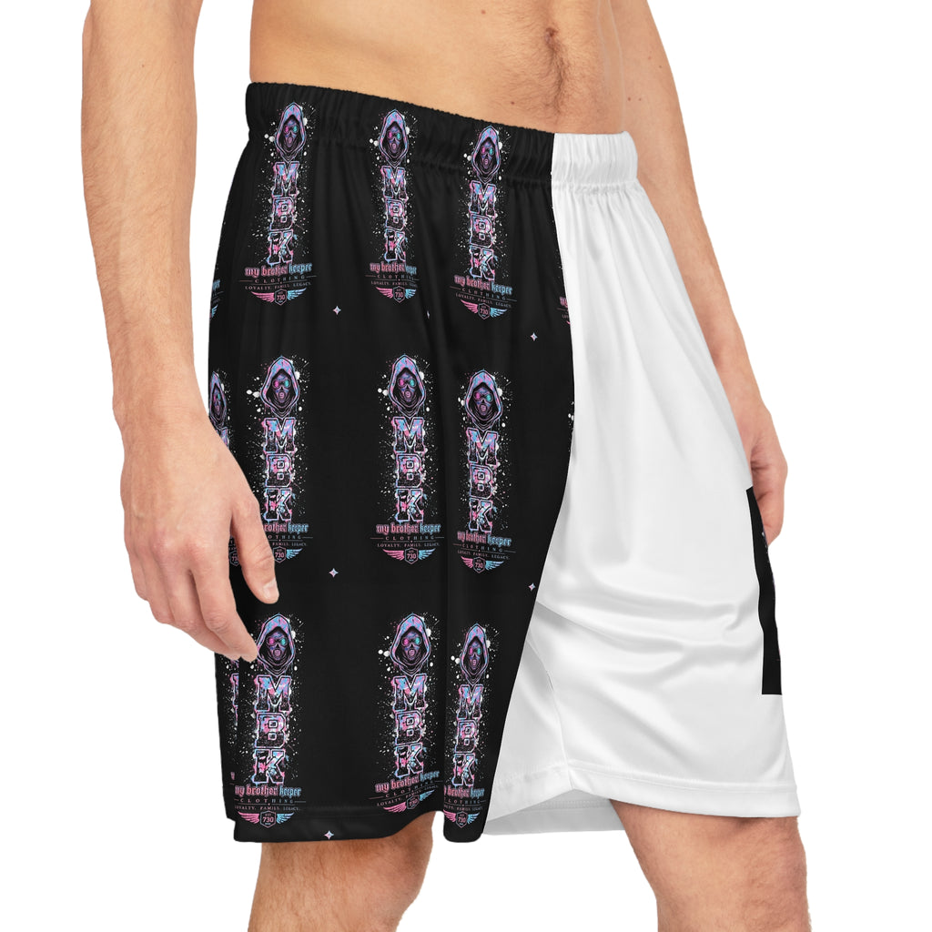Half-and-Half Astro Poster Basketball Shorts — Vaporwave Space Graphic AOP