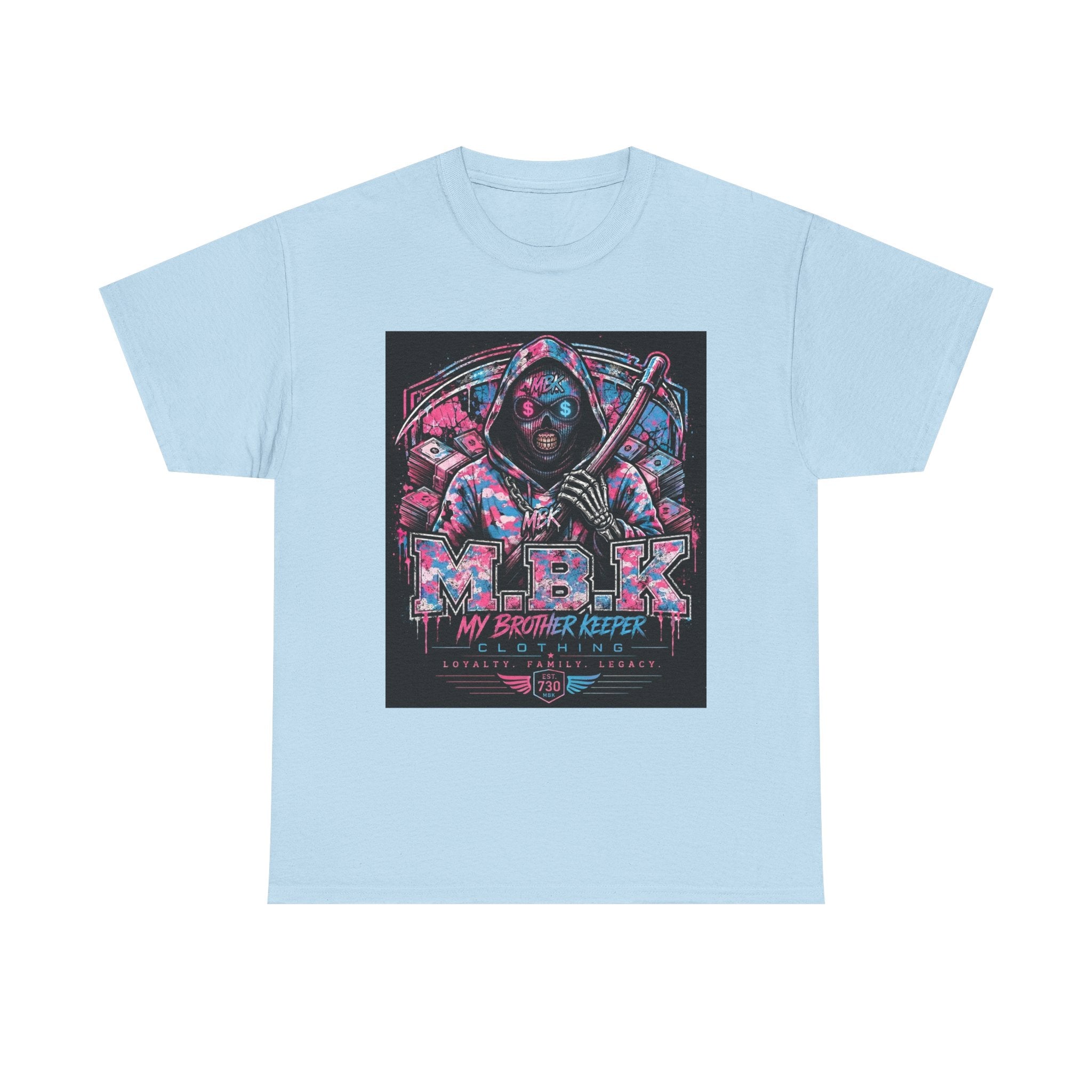 Graphic Tee — 'MBK My Brother Keeper' Cyberpunk Hooded Design