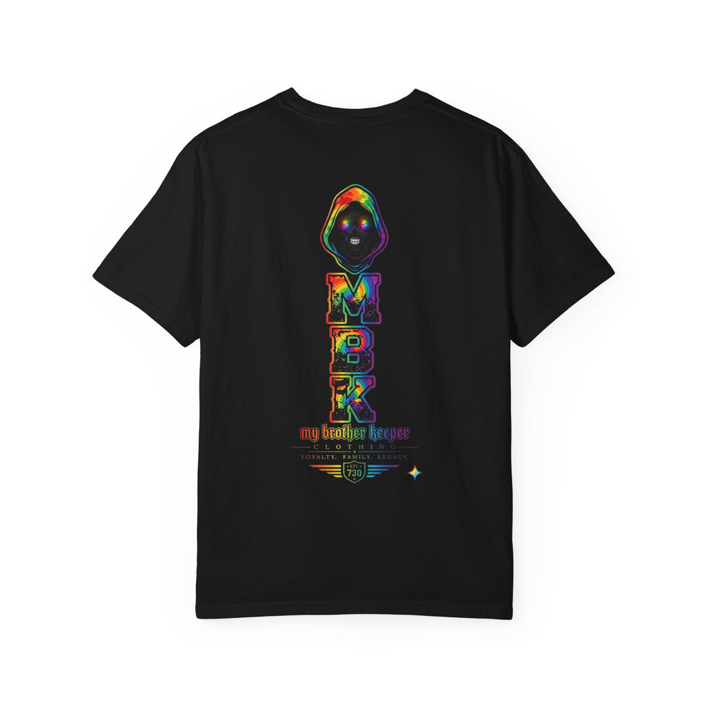 T-Shirt — 'My Brother Keeper' Black Graphic Tee with Neon Green Eyes