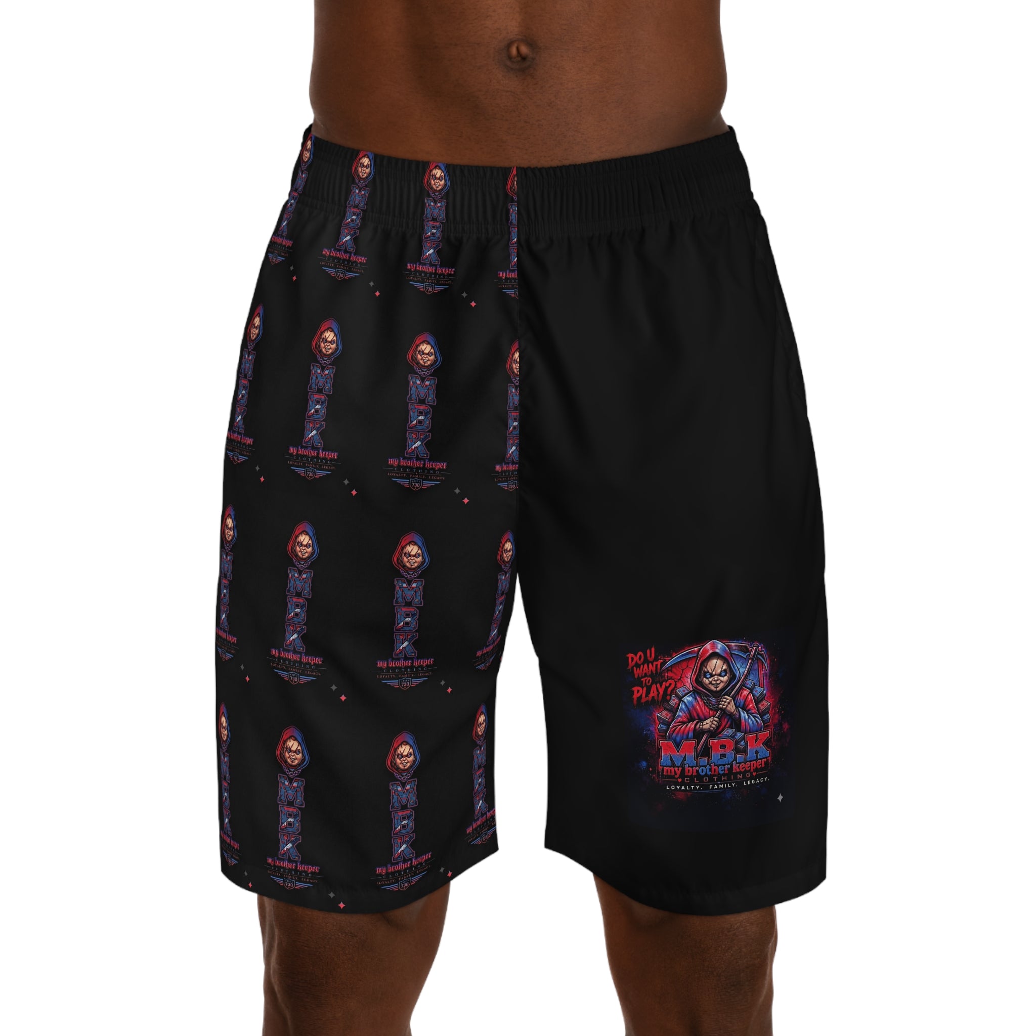 Skull Rider Jogger Shorts — Retro Biker Graphic AOP Men's Shorts