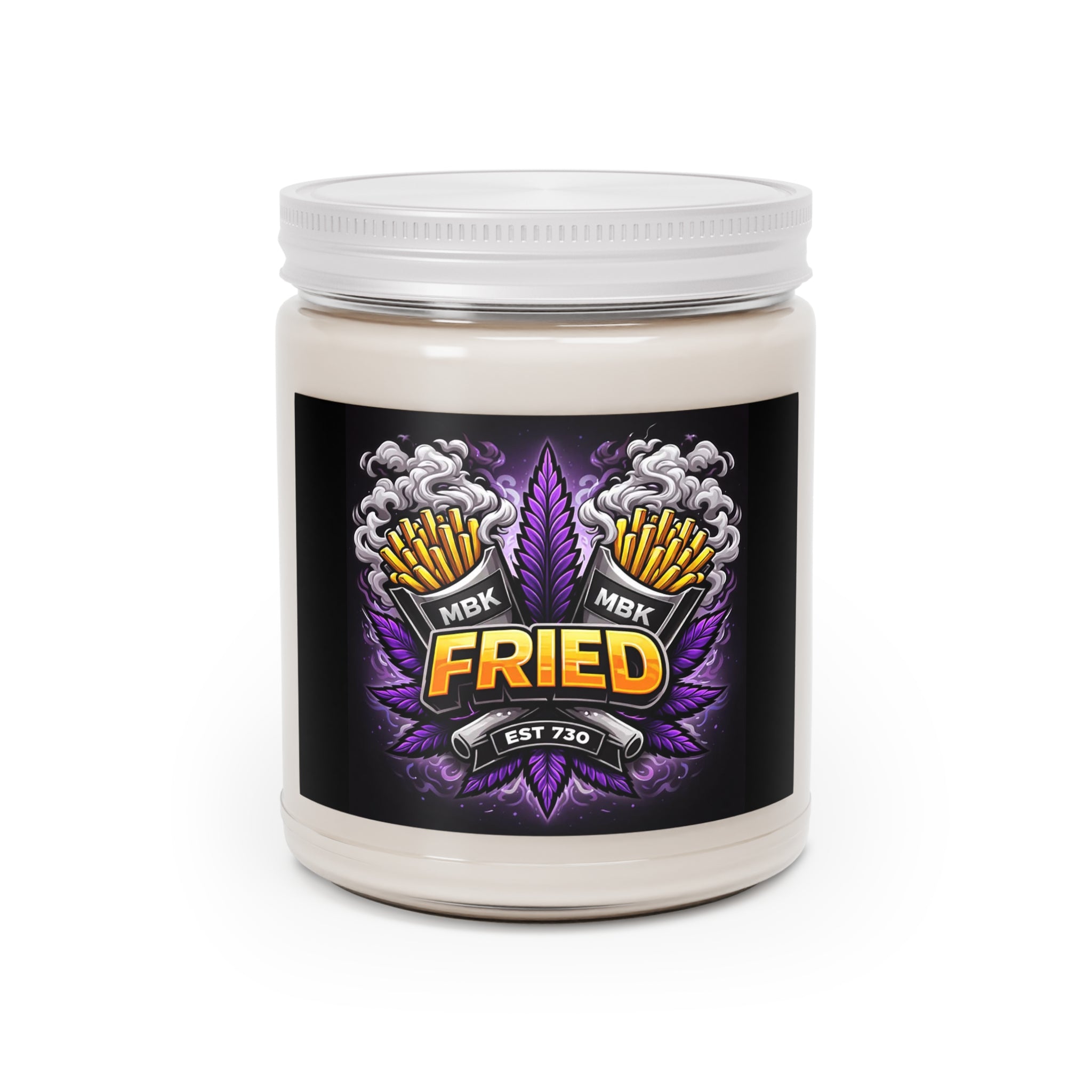 Fried Graphic Soy Candle — 9oz Scented Jar with White Lid