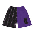 Purple Split-Panel Basketball Shorts with Gothic Skull AOP