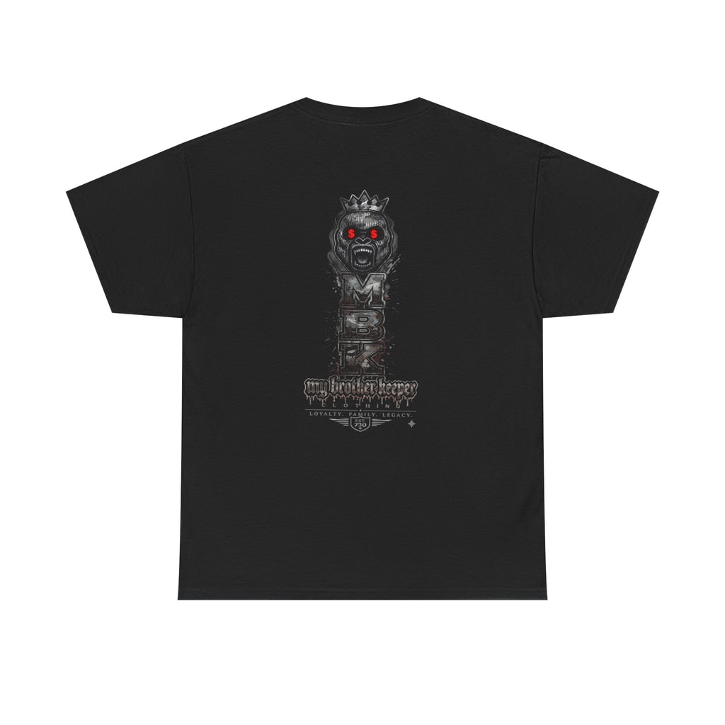 T-Shirt — 'My Brother Keeper' Dark King Graphic Tee (Red-Eyed Horror Skull)
