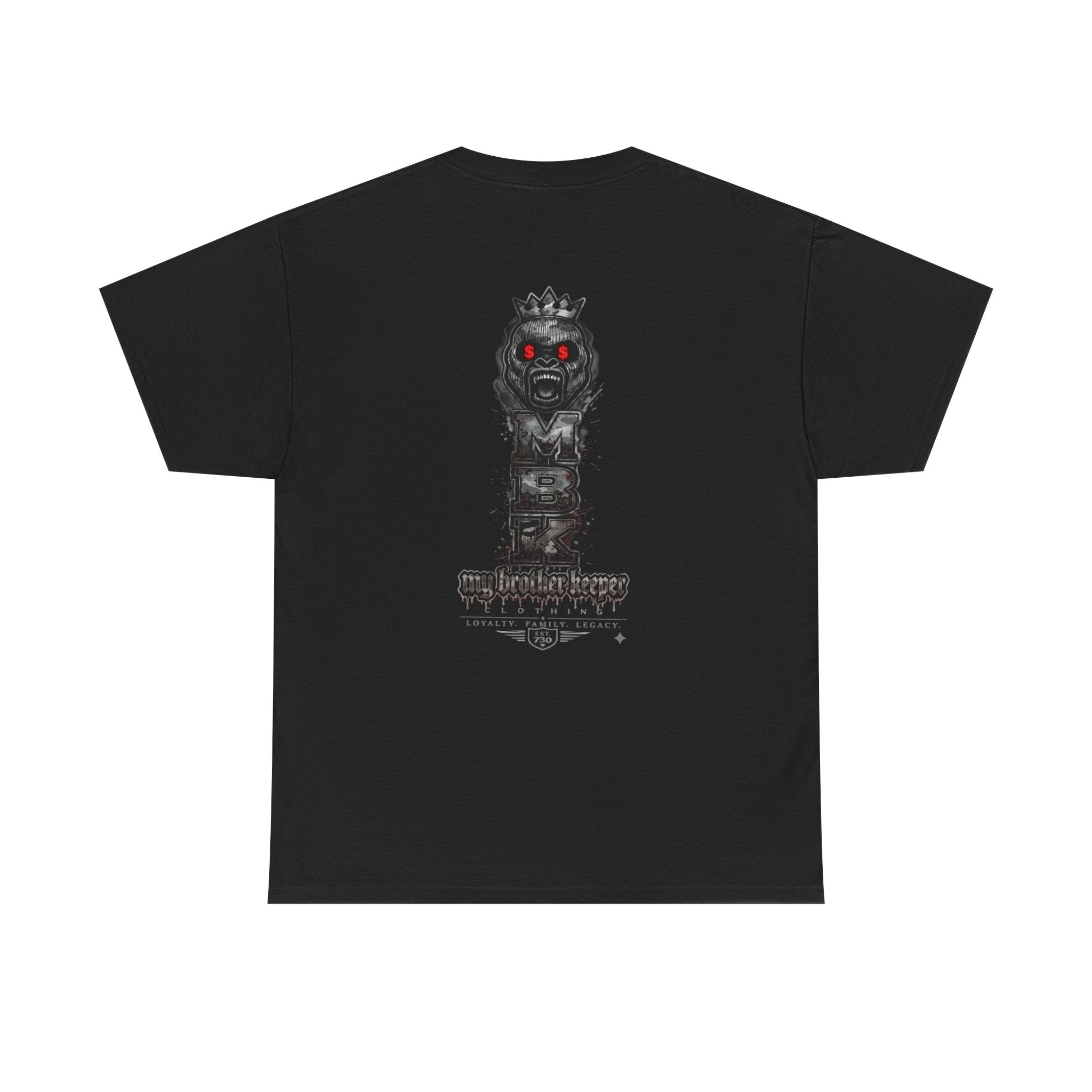 T-Shirt — 'My Brother Keeper' Dark King Graphic Tee (Red-Eyed Horror Skull)