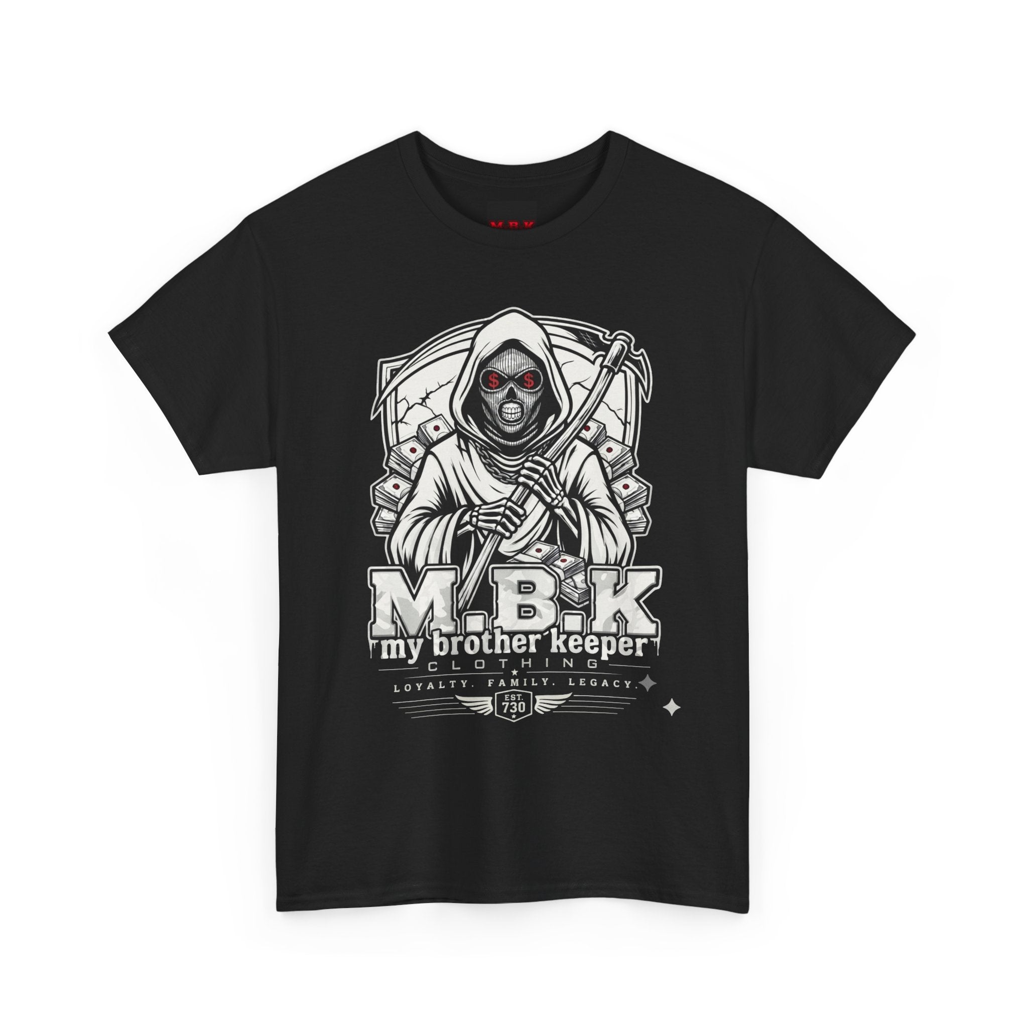 Grim Reaper 'M.B.K' Graphic Tee — Streetwear Skull Hoodie Design
