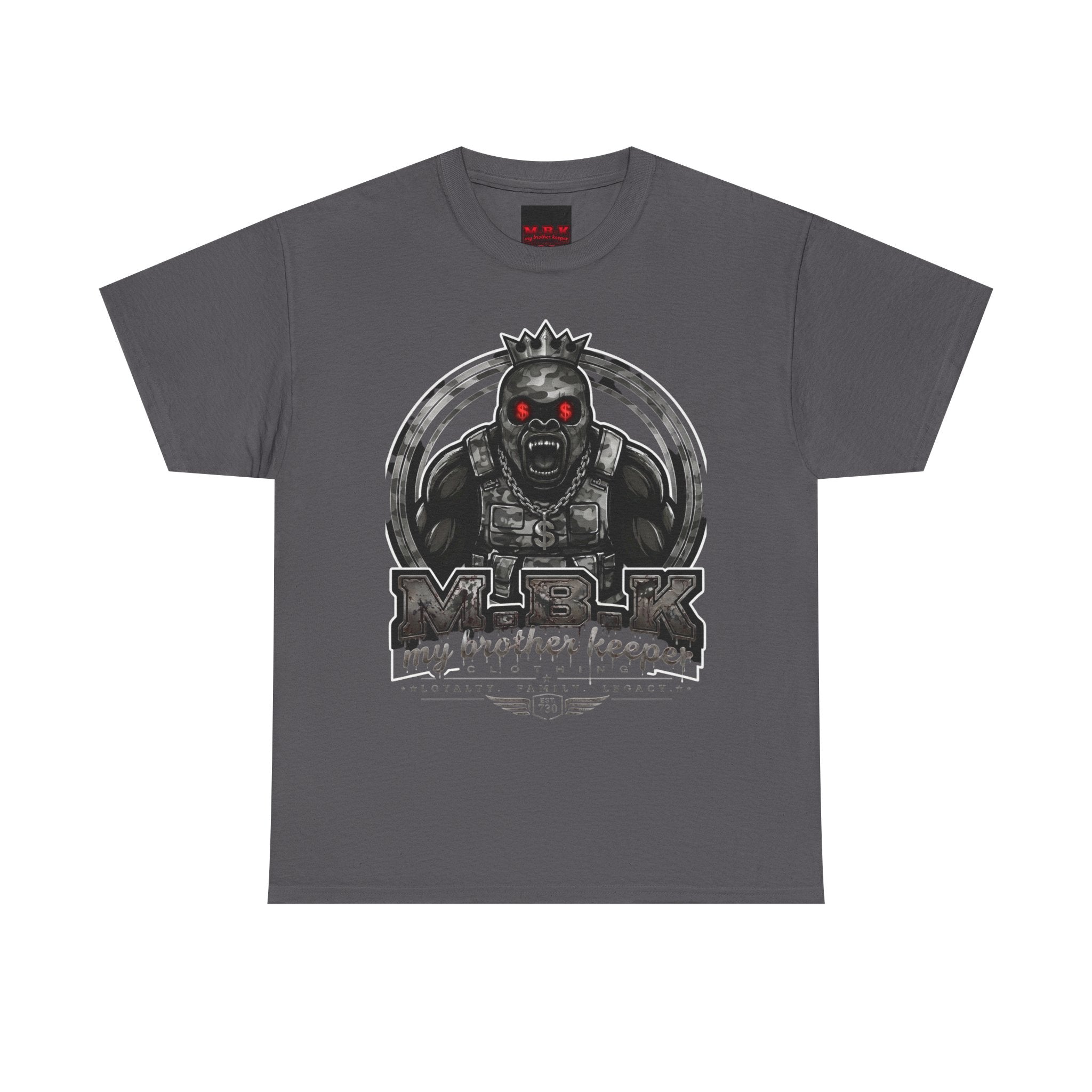 T-Shirt — 'My Brother Keeper' Dark King Graphic Tee (Red-Eyed Horror Skull)