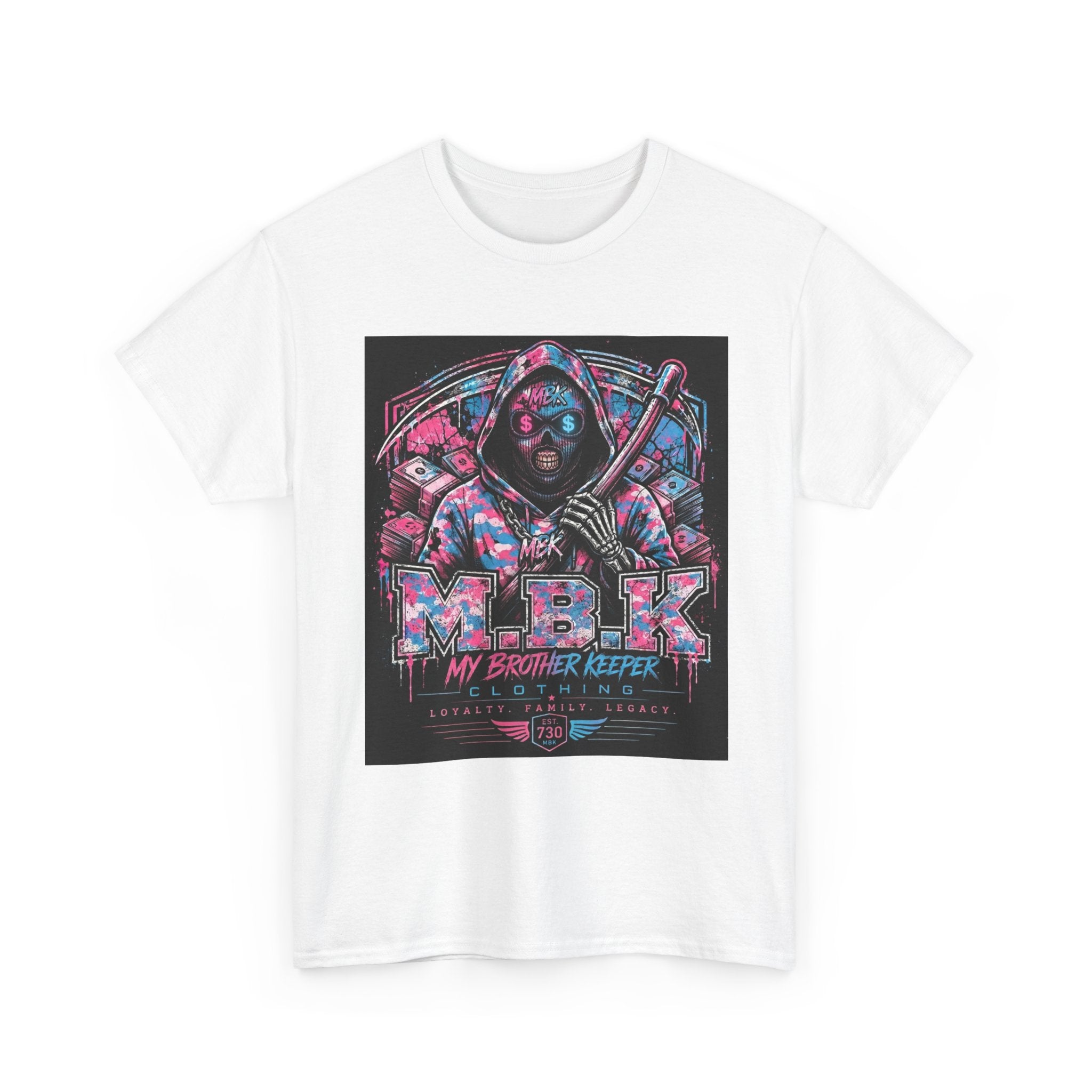 Graphic Tee — 'MBK My Brother Keeper' Cyberpunk Hooded Design