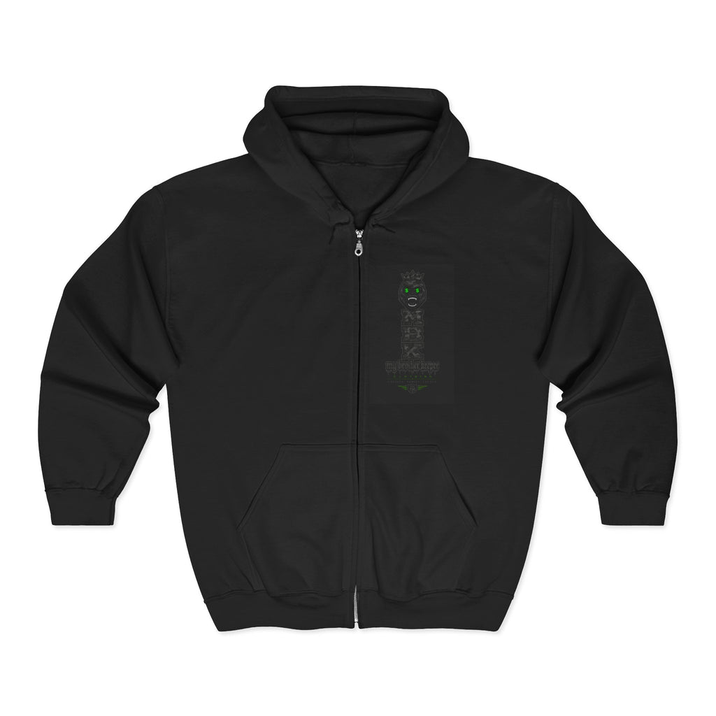 Gargoyle Crest Zip Hoodie — Gothic Demon Stone Arch Design