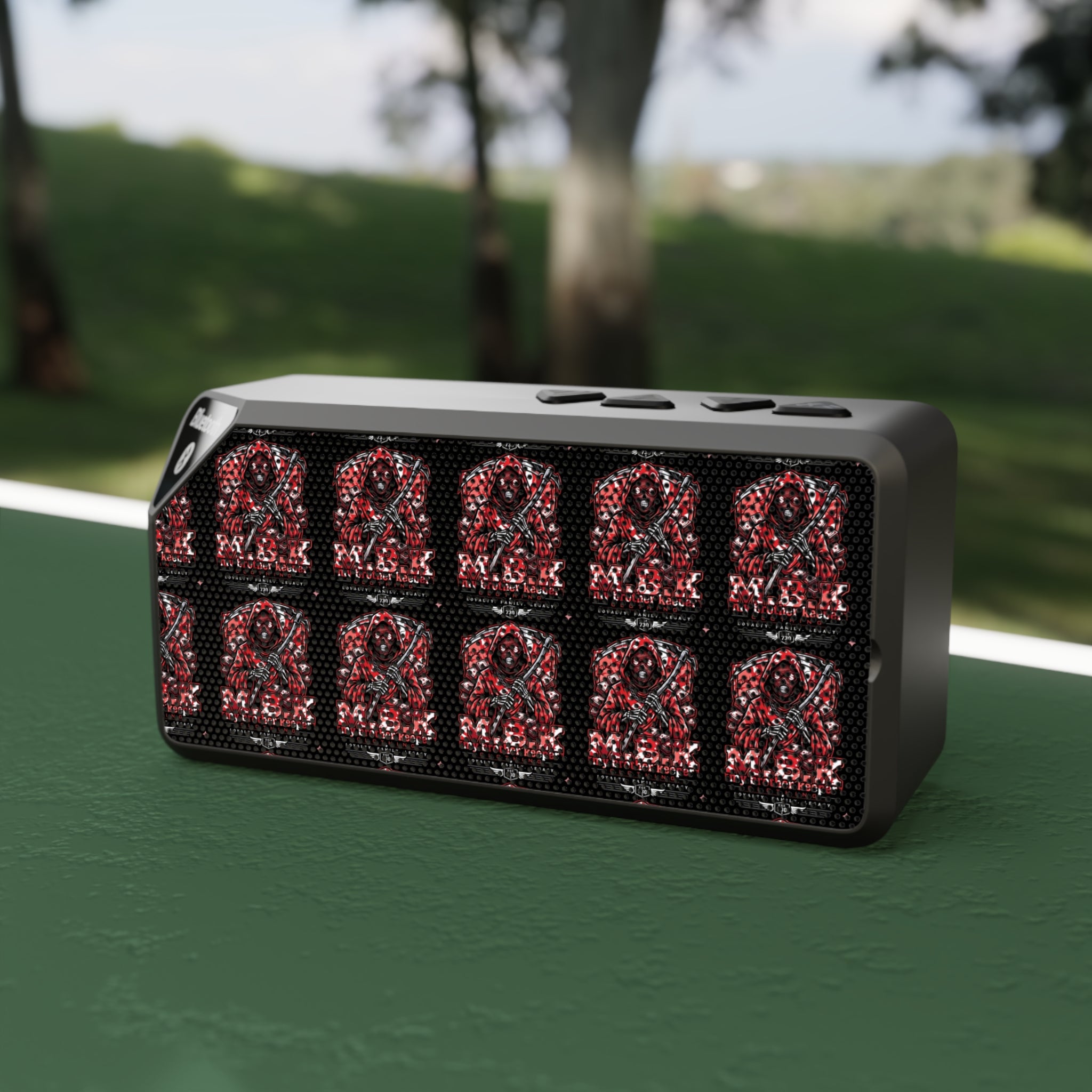 Jabba Skull Bluetooth Speaker — Portable Wireless Speaker with Red Skull Grid Design