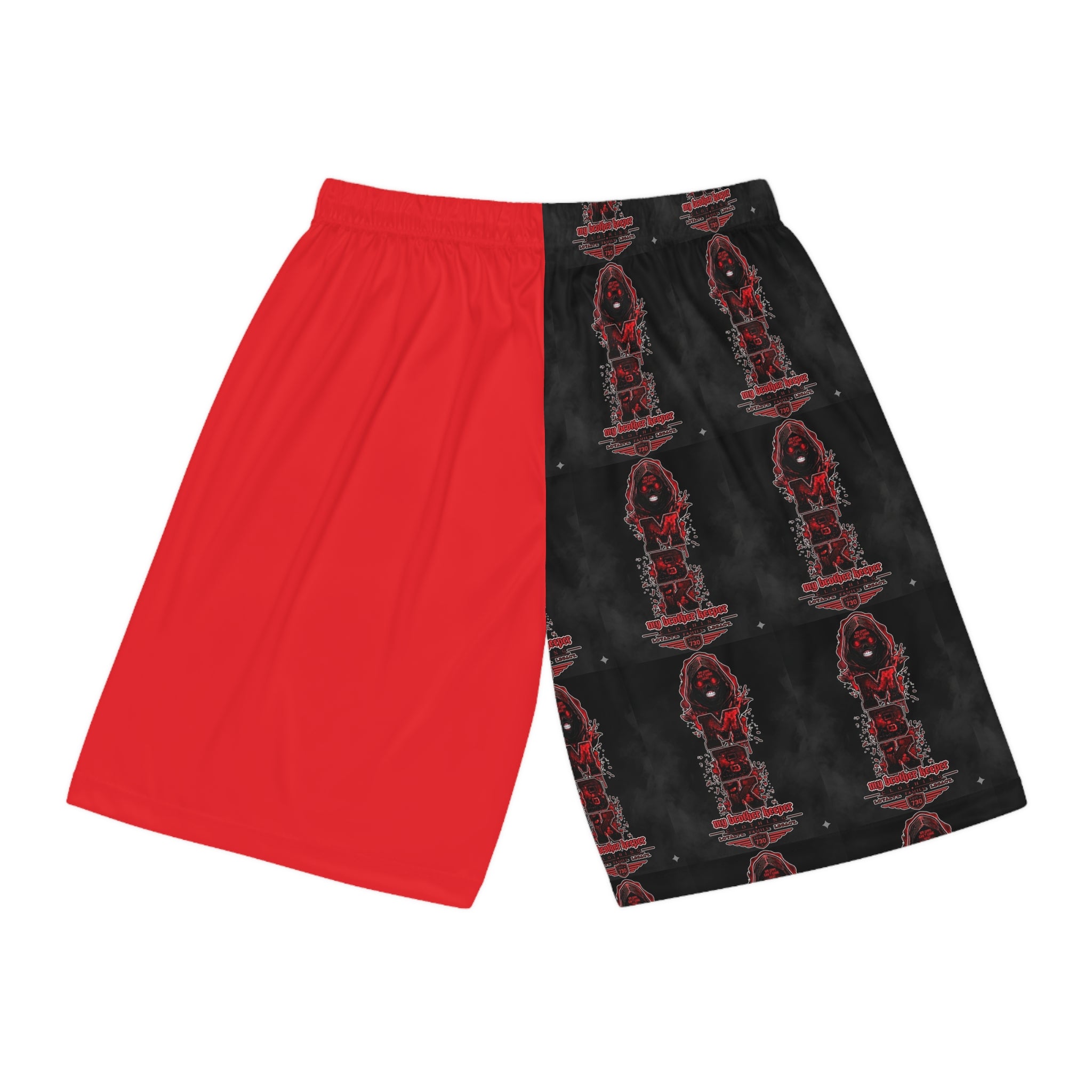 Basketball Shorts — Red & Black Gothic AOP Graphic