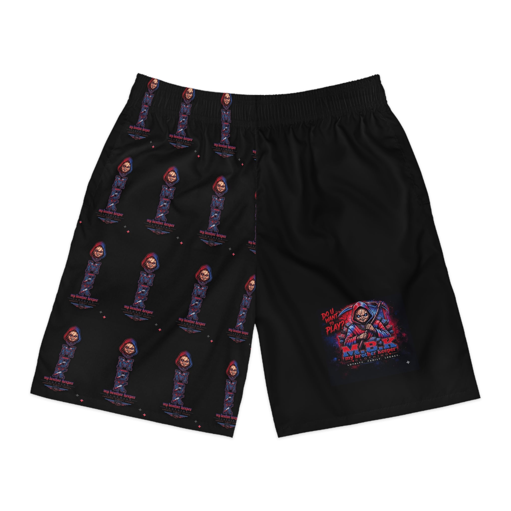 Skull Rider Jogger Shorts — Retro Biker Graphic AOP Men's Shorts