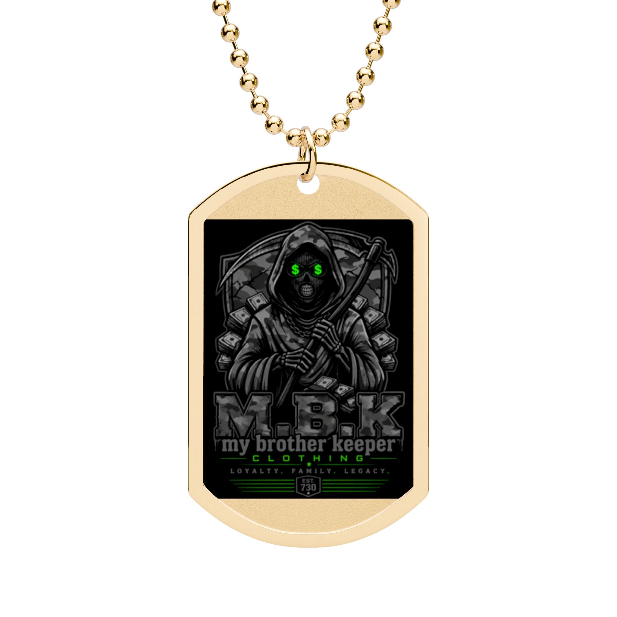 Dog Tag Necklace — 'My Brother Keeper' Grim Reaper Design