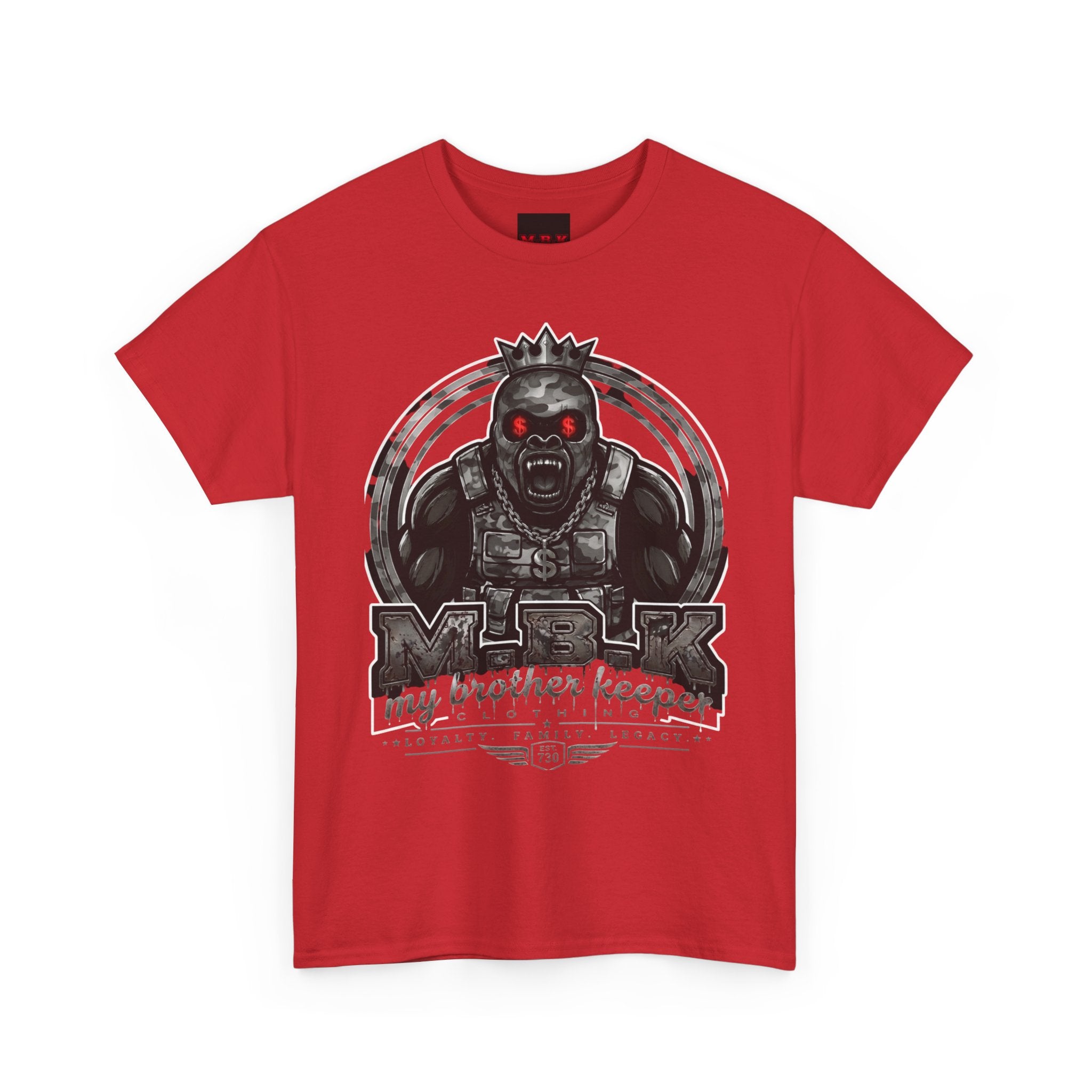 T-Shirt — 'My Brother Keeper' Dark King Graphic Tee (Red-Eyed Horror Skull)