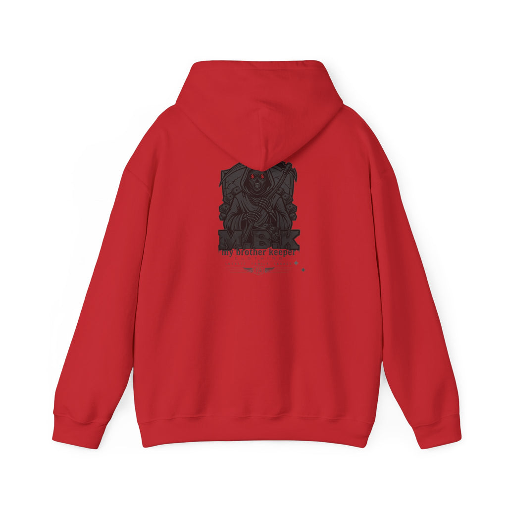 Hoodie — MBK “My Brother Keeper” Graphic Hoodie, Minimal Front Logo & Dark Back Art