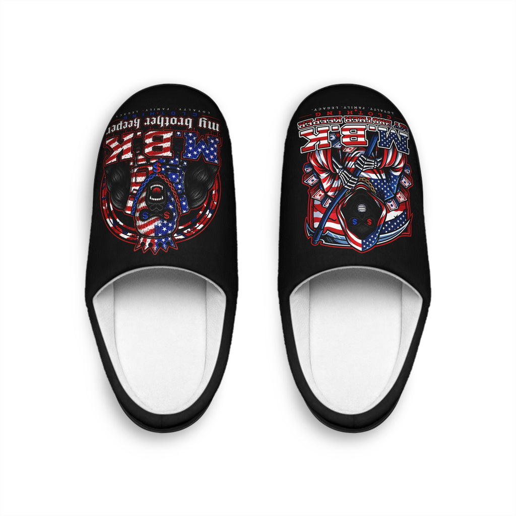 Patriotic American Flag Pitbull Men's Indoor Slippers