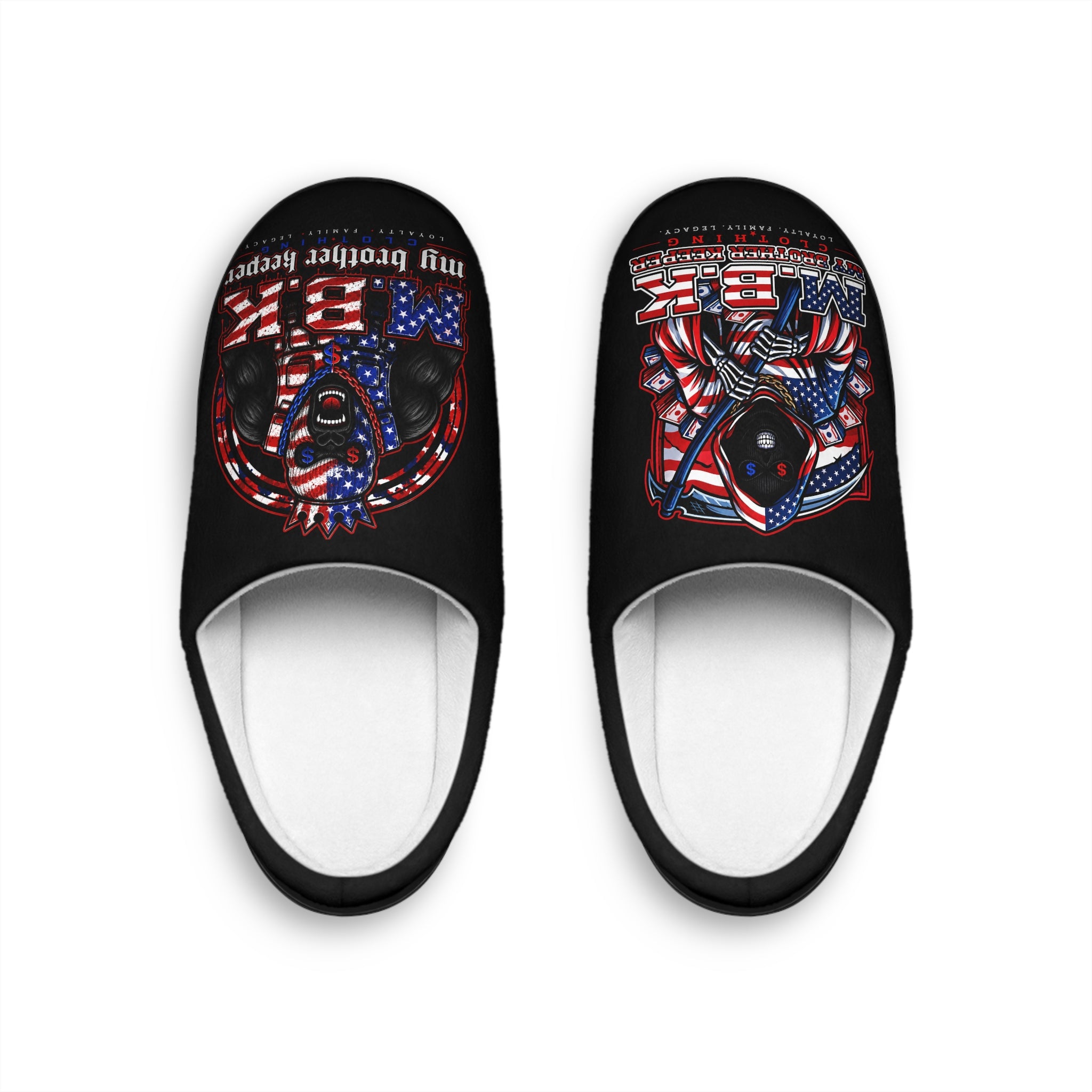 Patriotic American Flag Pitbull Men's Indoor Slippers